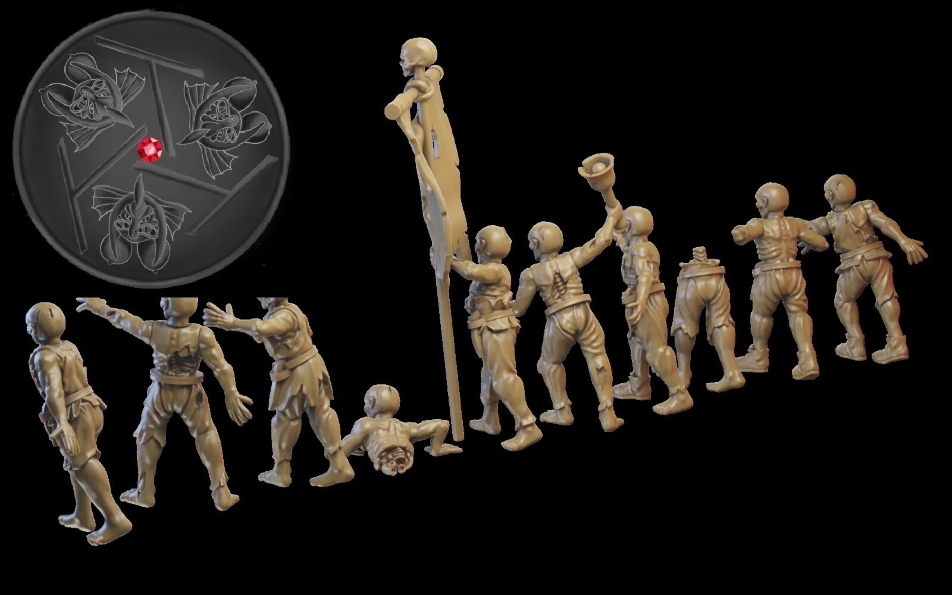 Zombies (ilhadiel) vampire counts - wargames - resin miniatures - 28 mm - 2