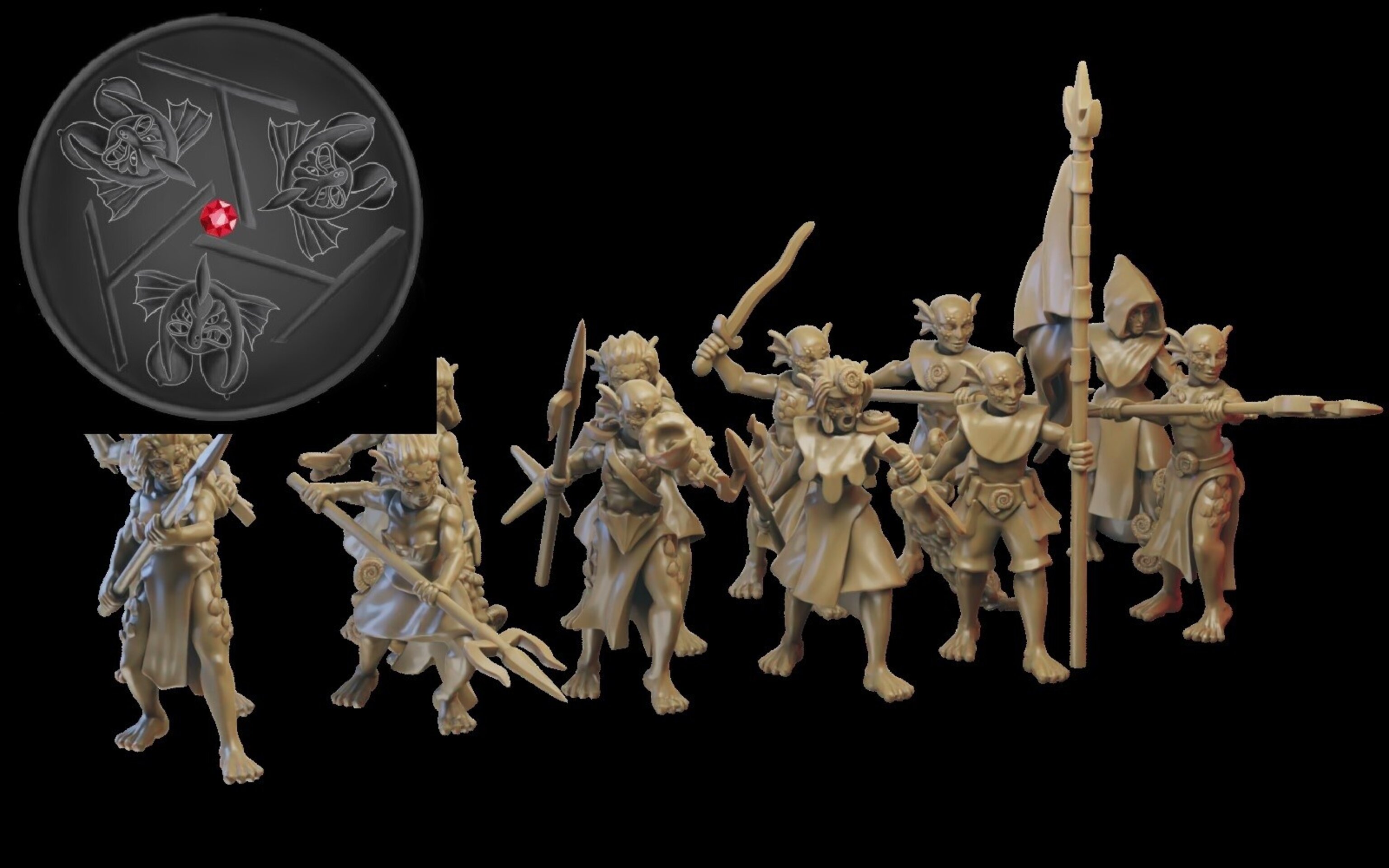 Naiad warriors (ilhadiel) naiads - wargames - resin miniatures - 28 mm - 3
