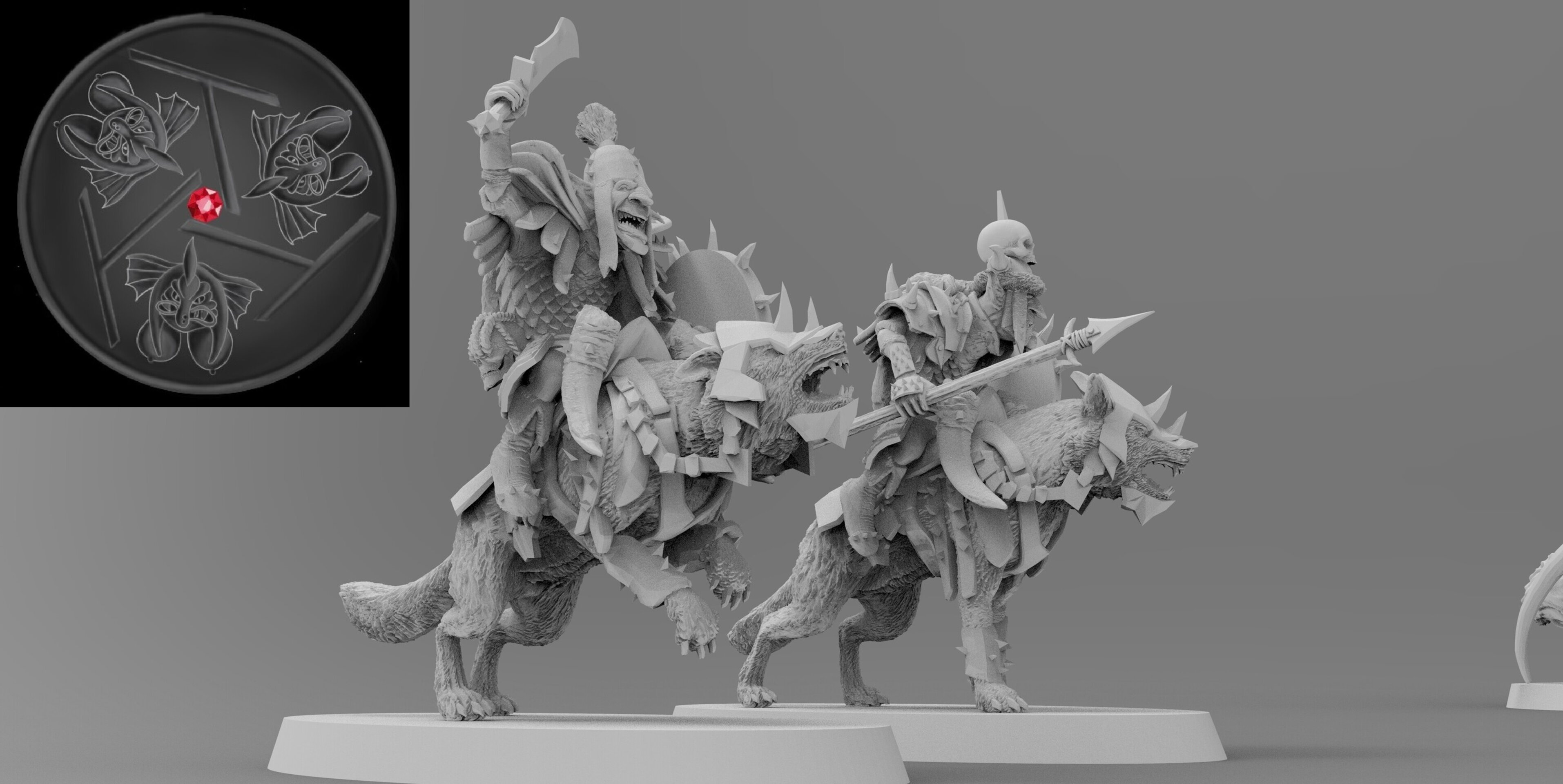 Goblin Hero on wolf (emang) orcs & goblins - wargames - resin miniatures - 28 mm - 3