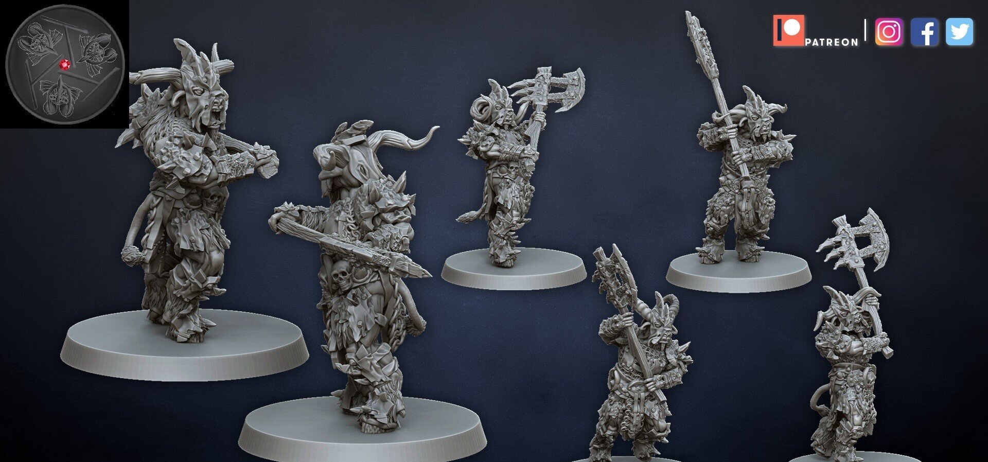 Bestigors (dragons lake) beastmen - wargames - resin miniatures - 28 mm - 6