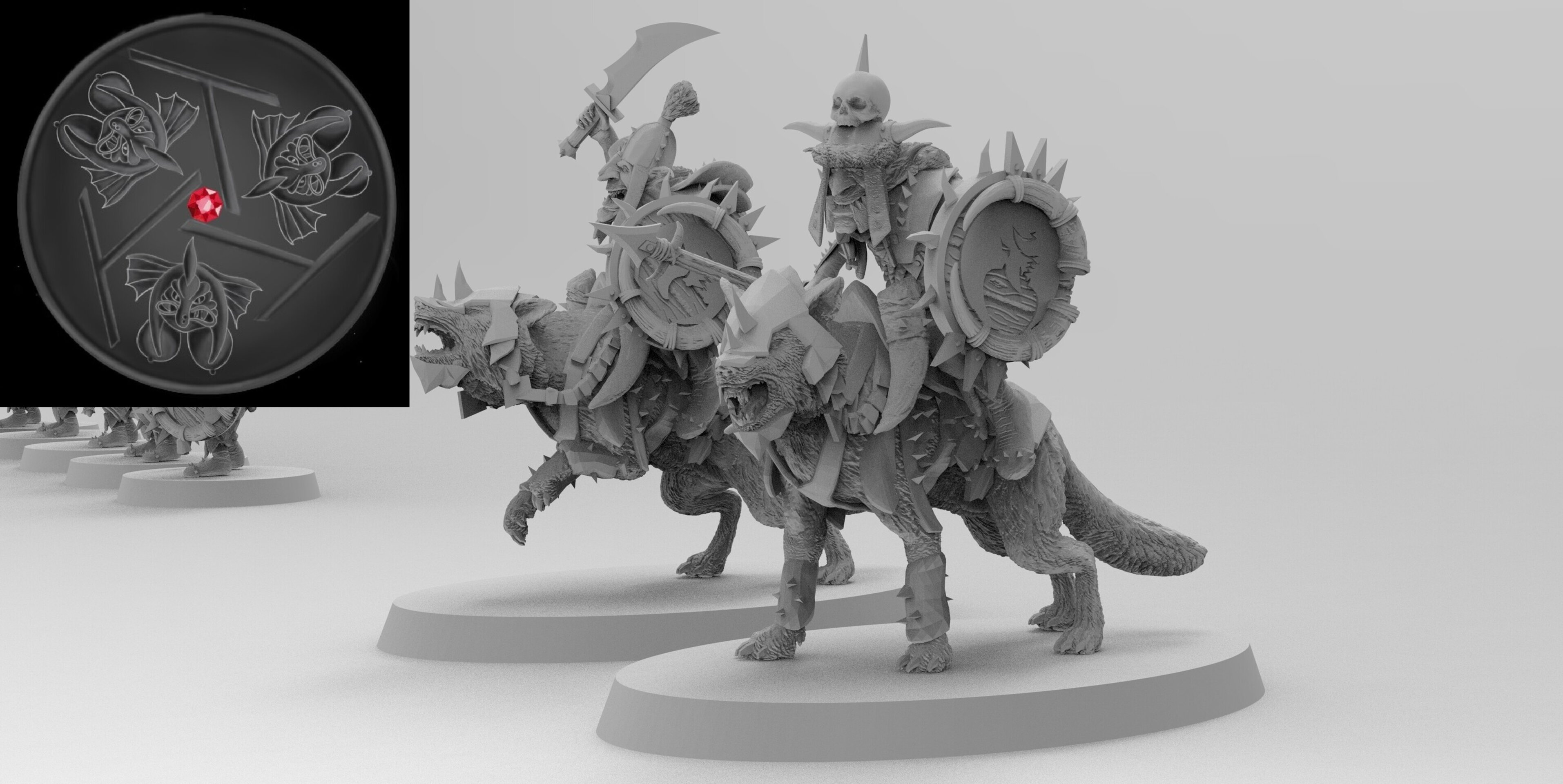 Goblin Hero on wolf (emang) orcs & goblins - wargames - resin miniatures - 28 mm - 2