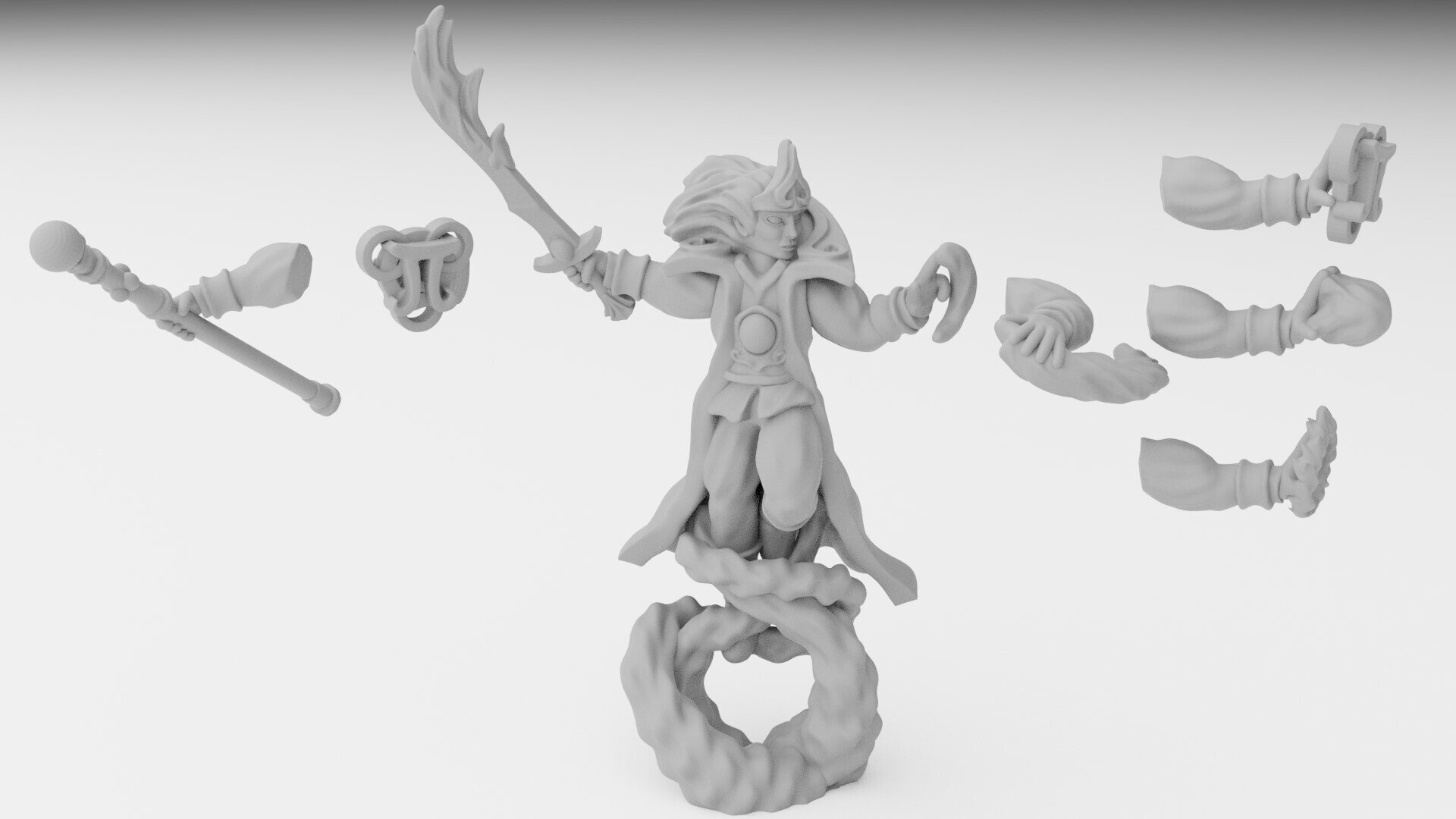 Mage on foot (ilhadiel) high elves - wargames - resin miniatures - 28 mm - 4