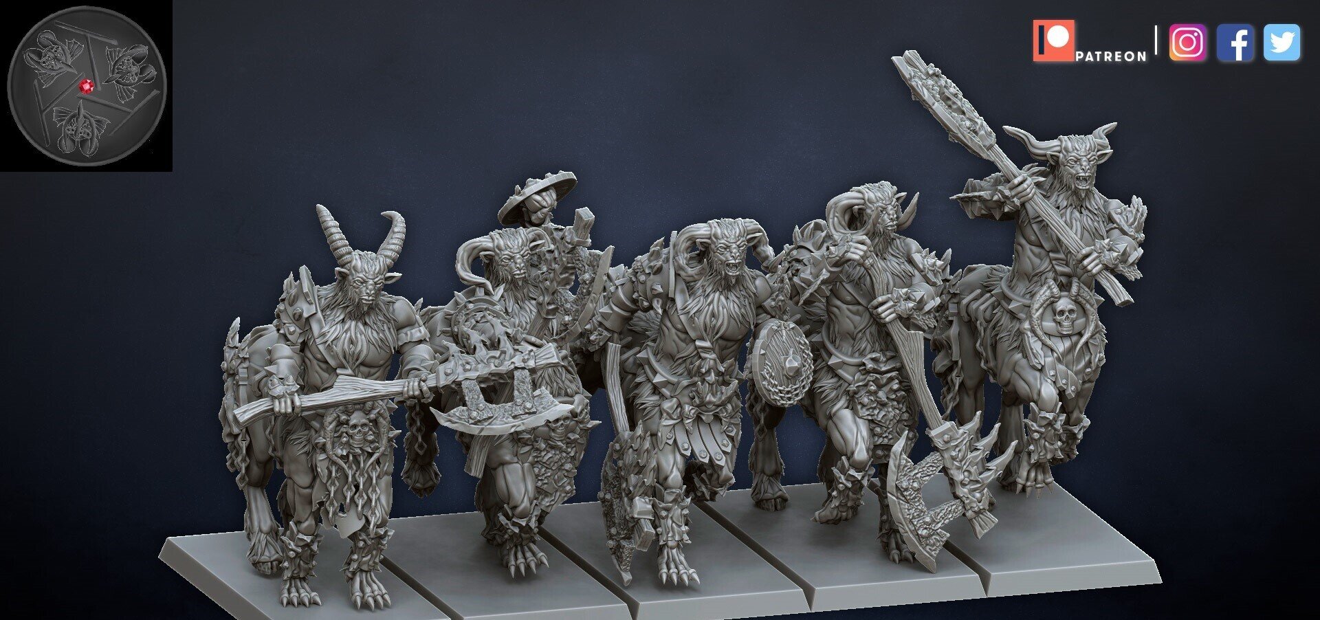 Centigors (dragons lake) beastmen - wargames - resin miniatures - 28 mm - 4
