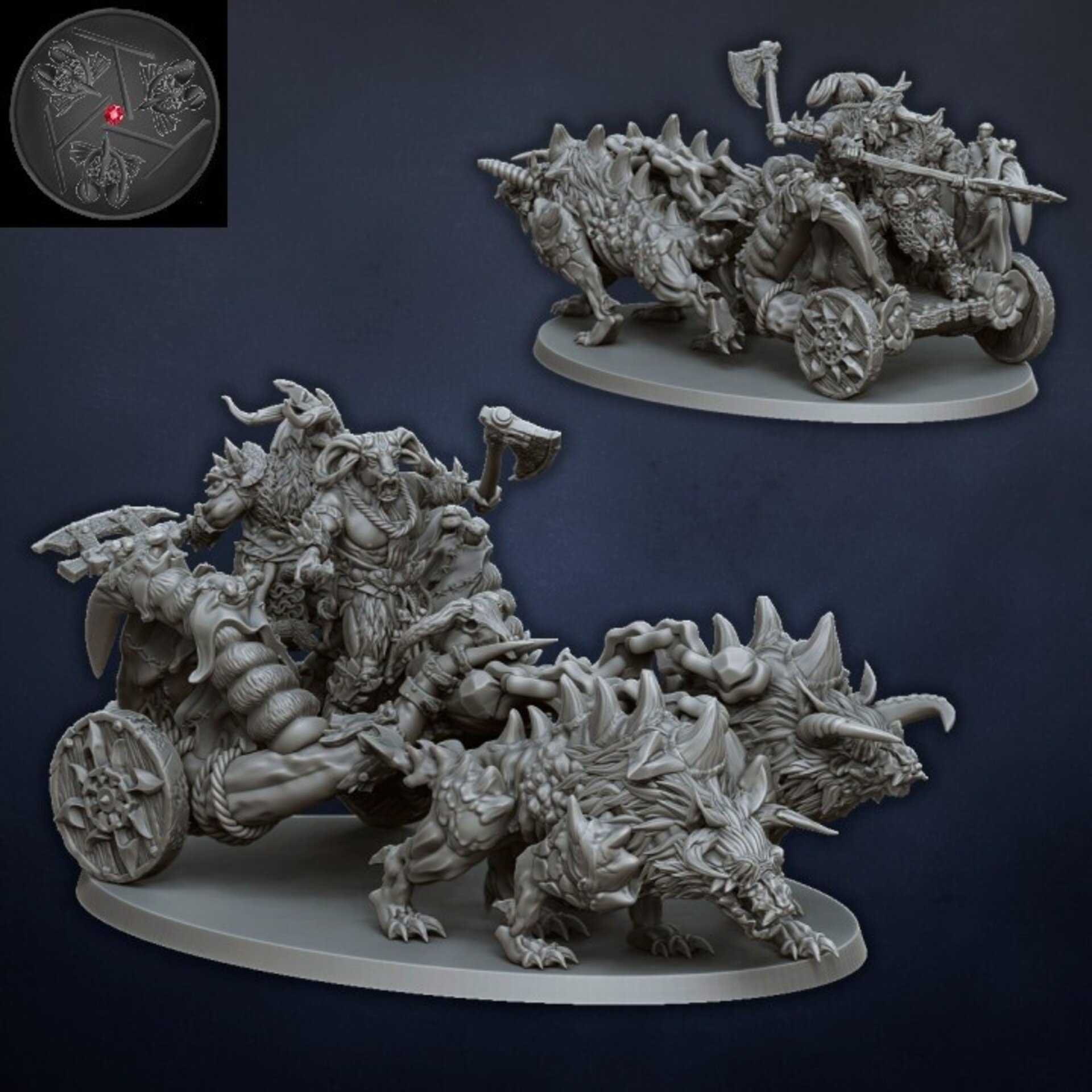 Tuskgors Chariot (dragons lake) beastmen - wargames - resin miniatures - 28 mm - 2