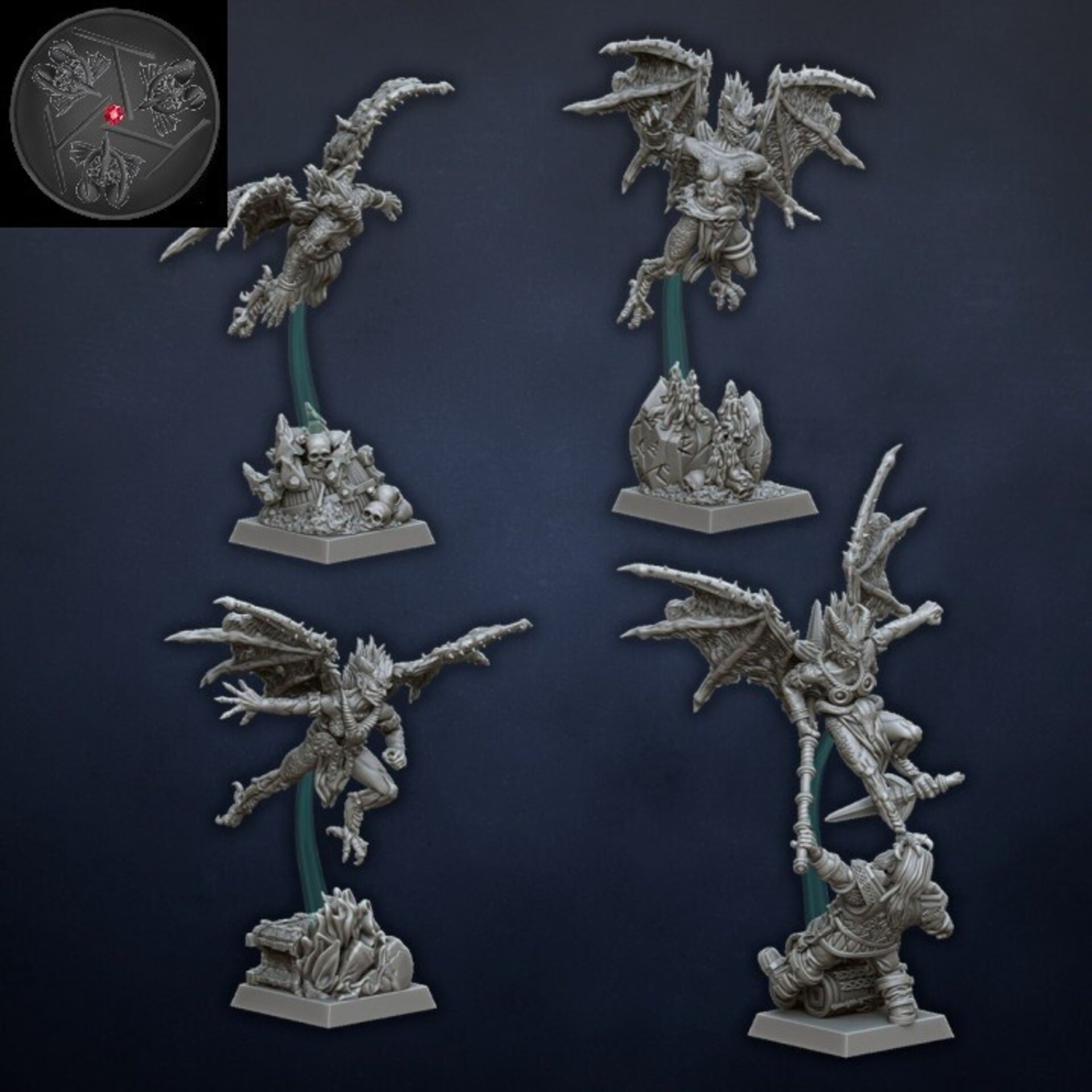 Harpies (dragons lake) beastmen - wargames - resin miniatures - 28 mm - 3