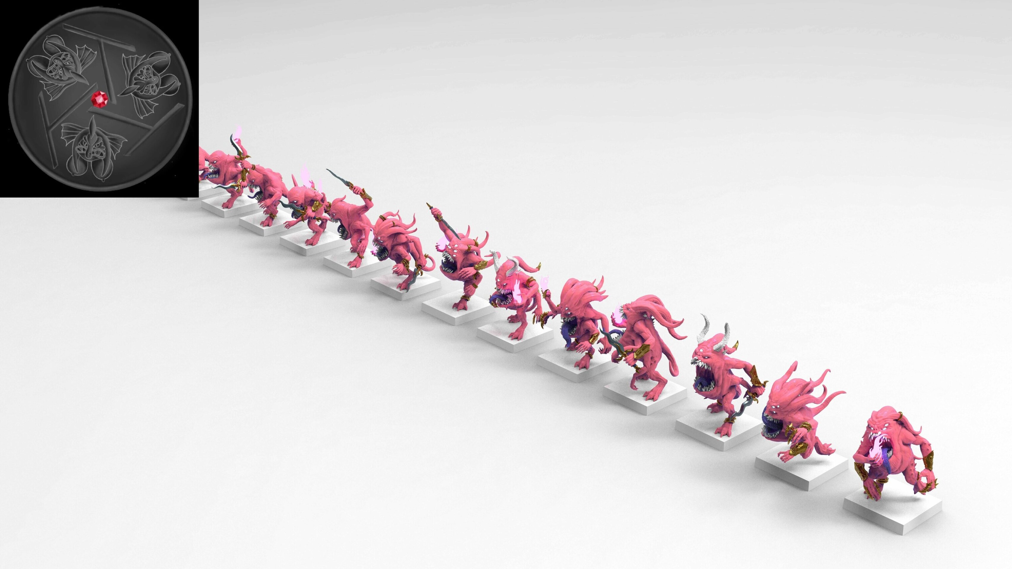 Pink Horrors (emang) chaos daemons - wargames - resin miniatures - 28 mm - 4