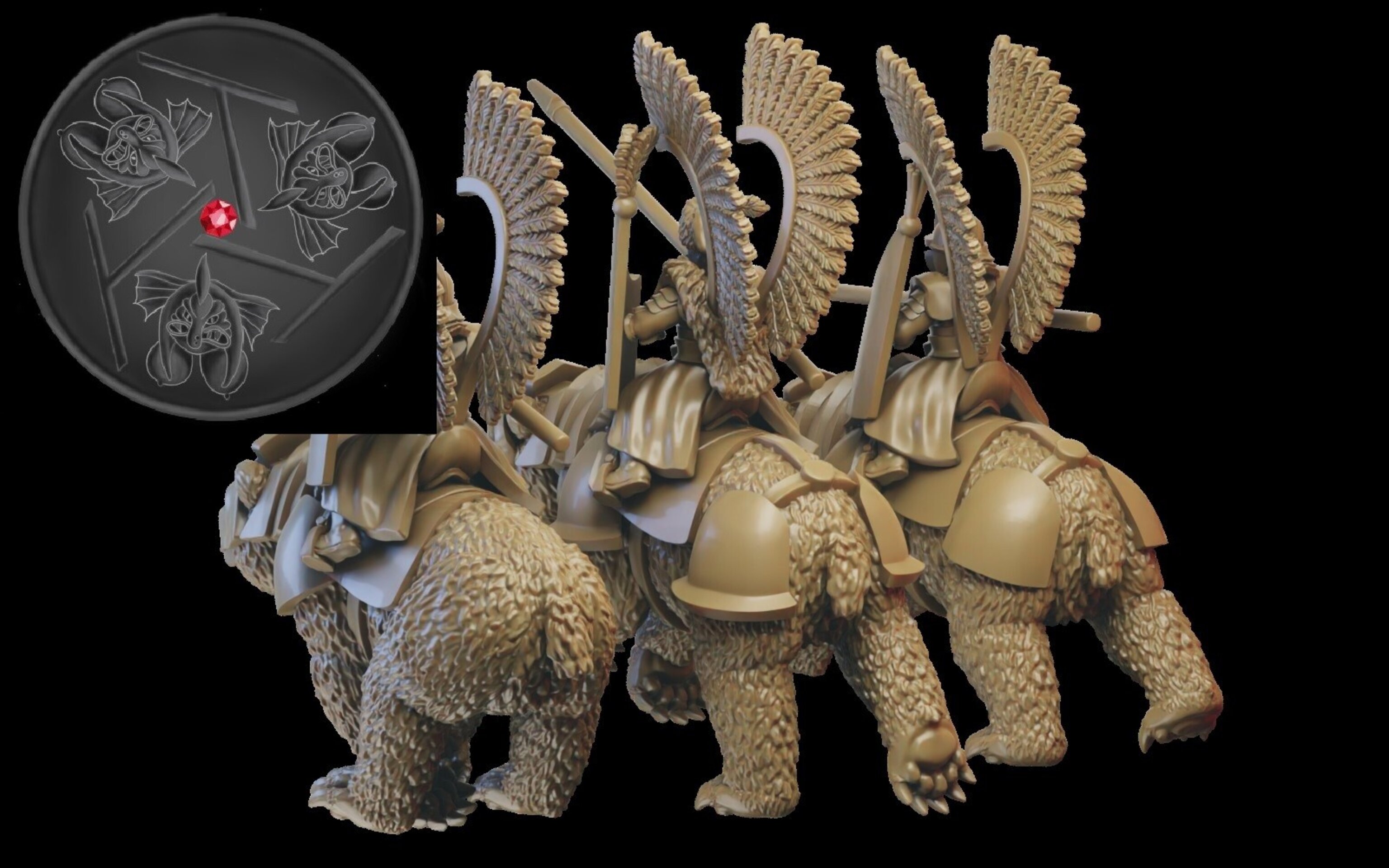 War Bear Riders (ilhadiel) kislev - wargames - resin miniatures - 28 mm - 3