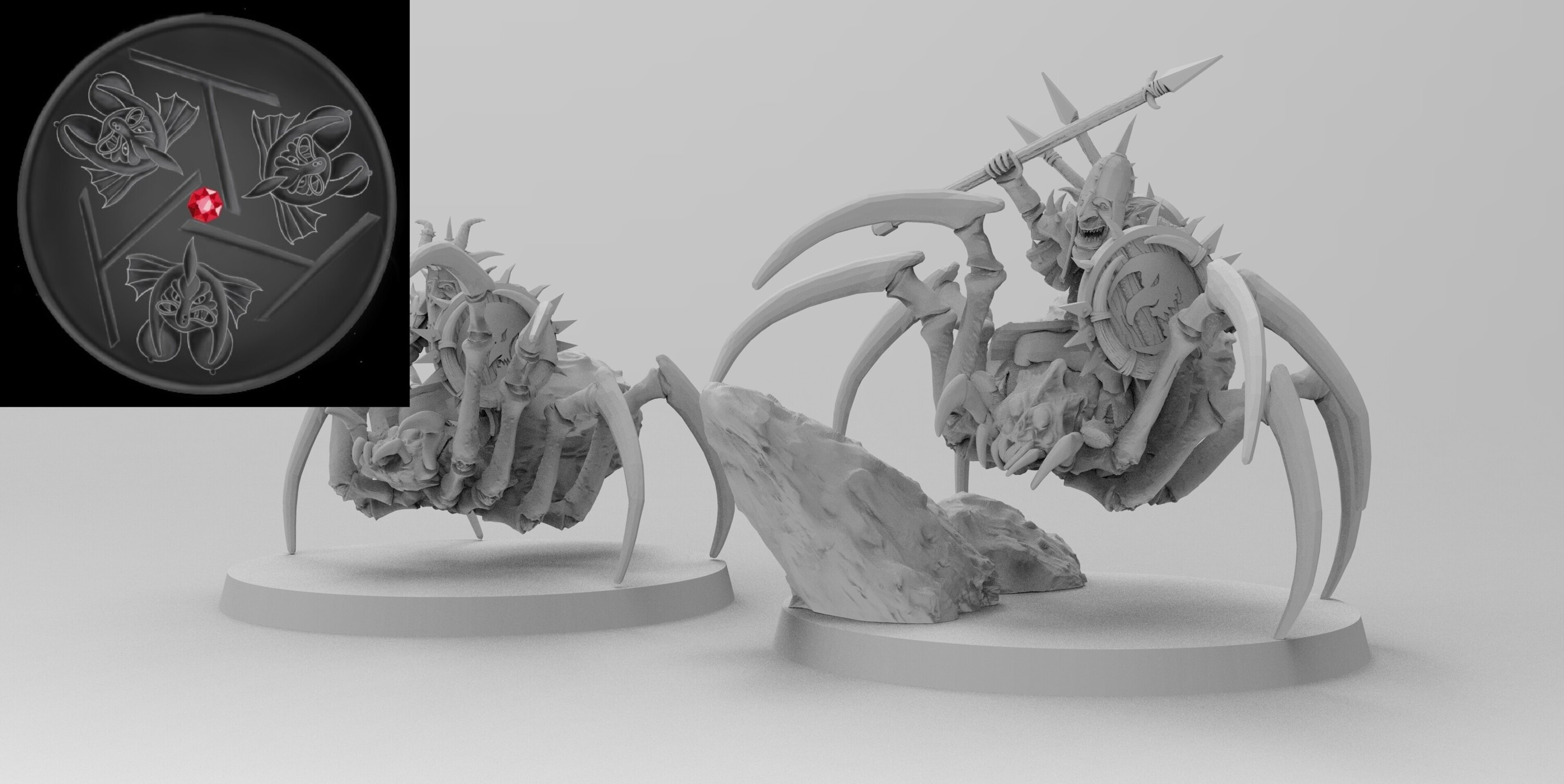 Goblin Hero on spider (emang) orcs & goblins - wargames - resin miniatures - 28 mm - 2