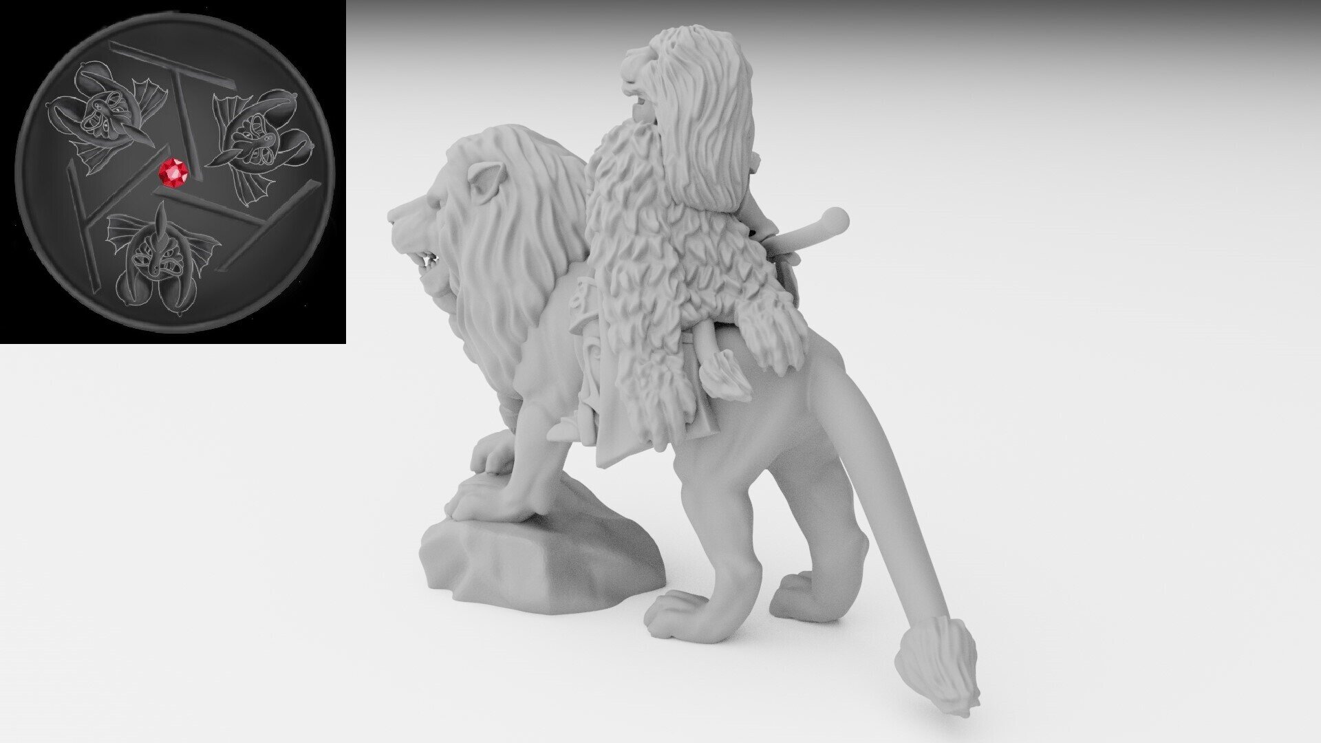 Hero on lion (ilhadiel) high elves - wargames - resin miniatures - 28 mm - 3