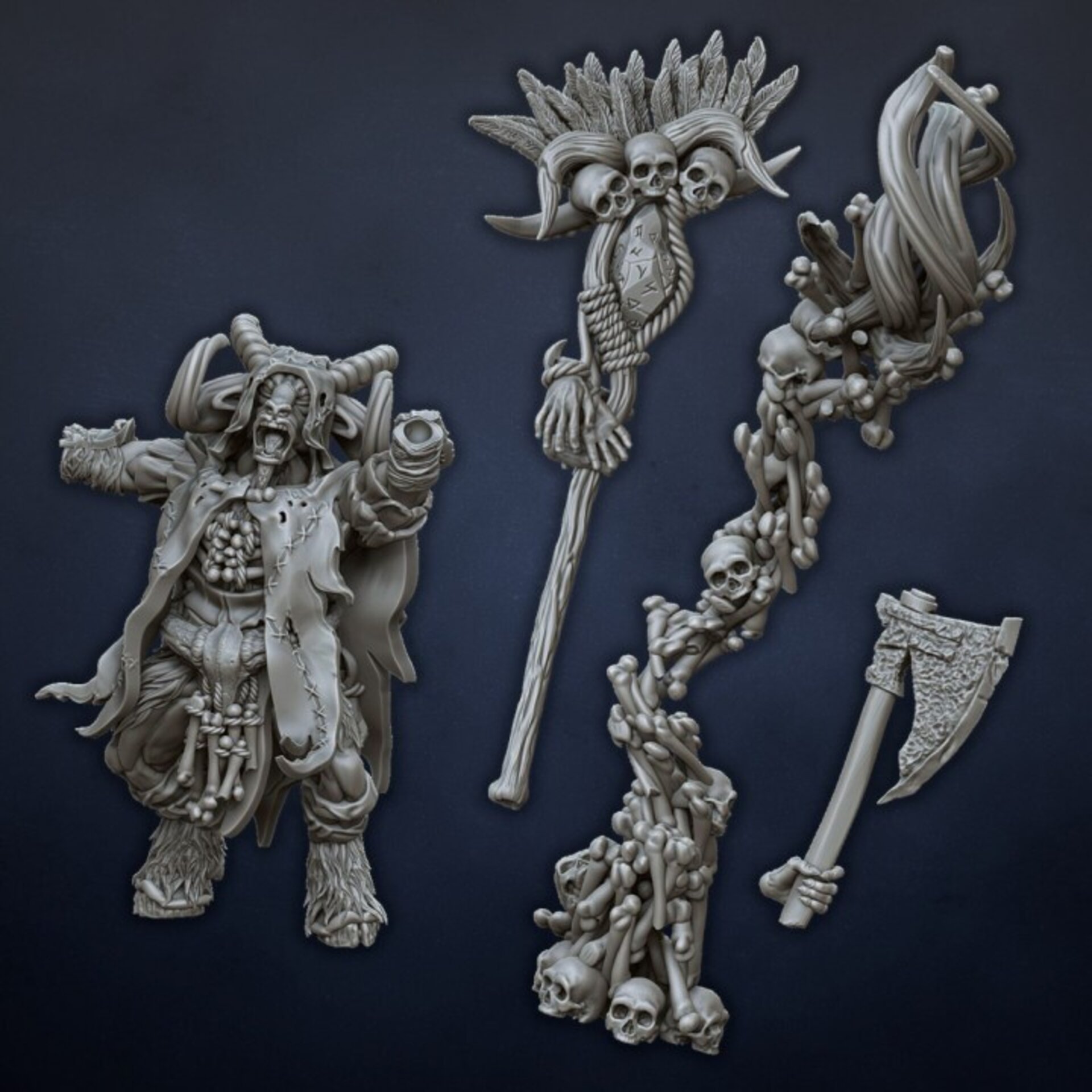 Bray Shaman (dragons lake) beastmen - wargames - resin miniatures - 28 mm - 6