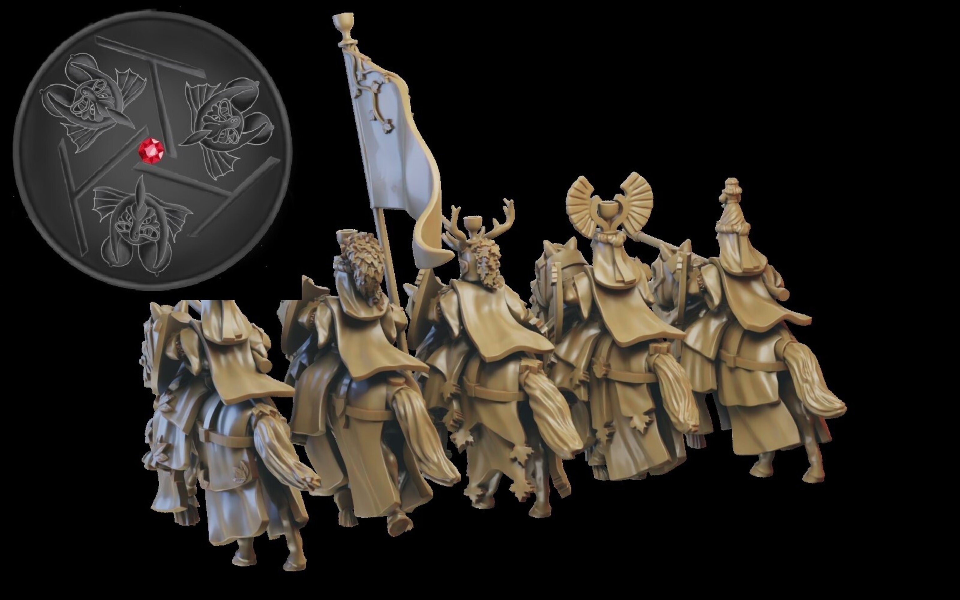 Grail Knights (ilhadiel) bretonnia - wargames - resin miniatures - 28 mm - 2