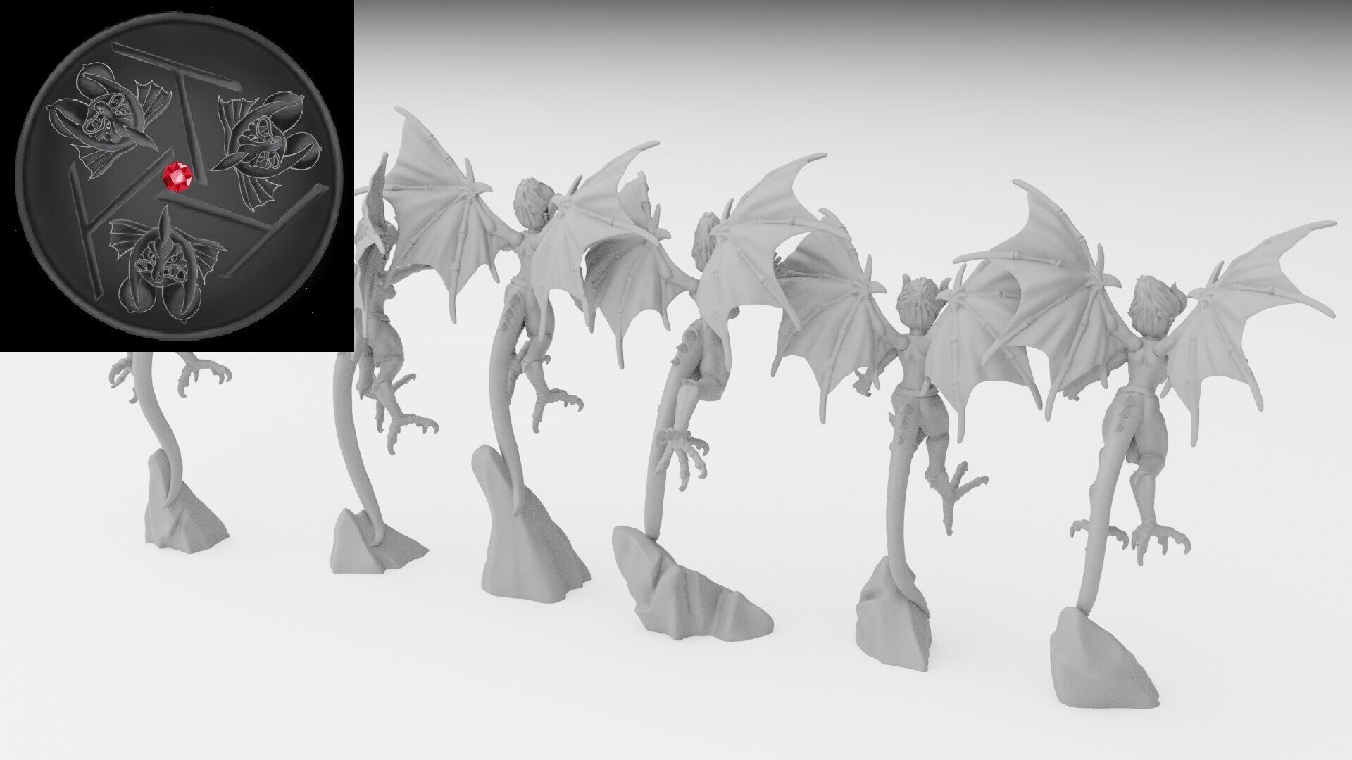 Harpies (ilhadiel) dark elves - wargames - resin miniatures - 28 mm - 2