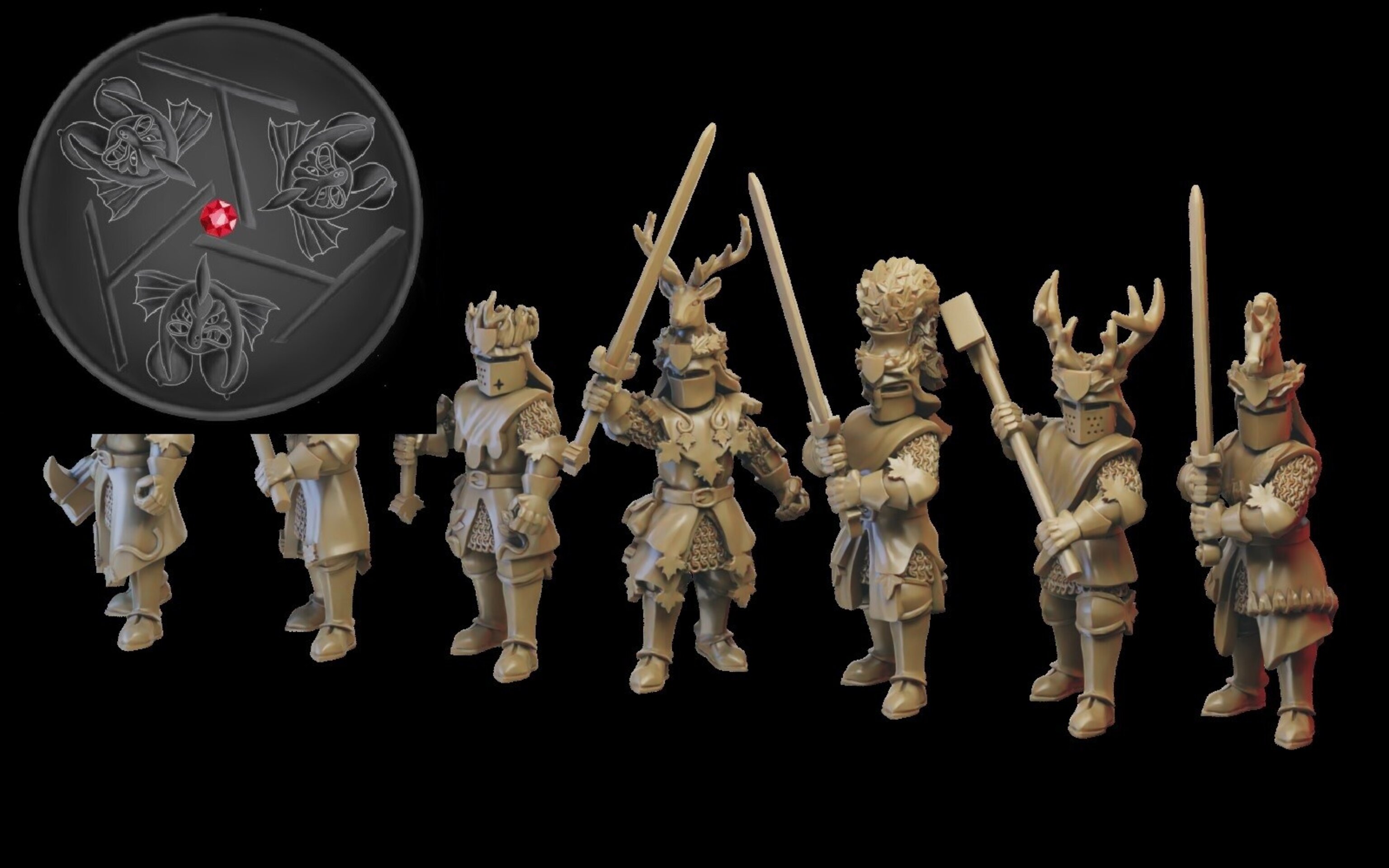 Foot Knights (ilhadiel) bretonnia - wargames - resin miniatures - 28 mm - 3