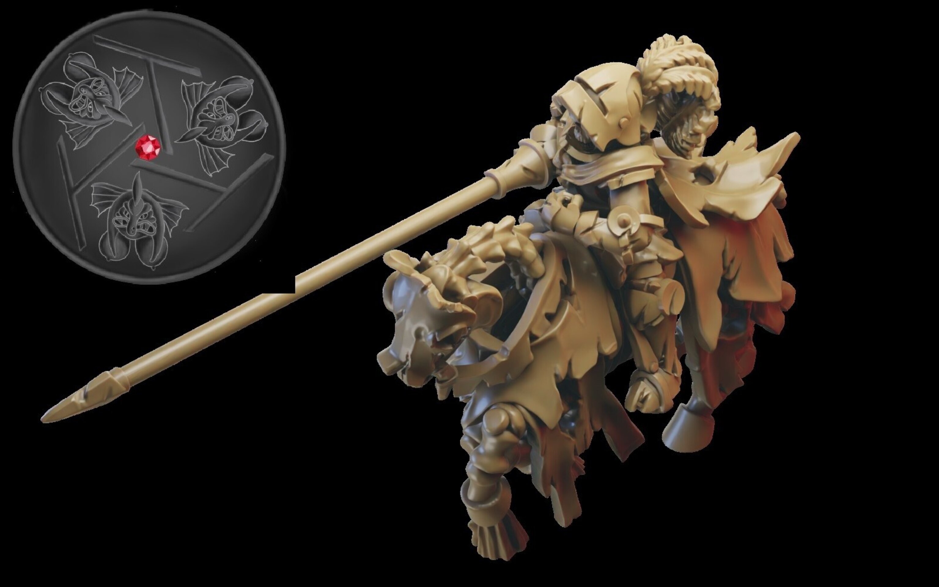 Wight King on horse (ilhadiel) vampire counts - resin miniatures - 28 mm - 2