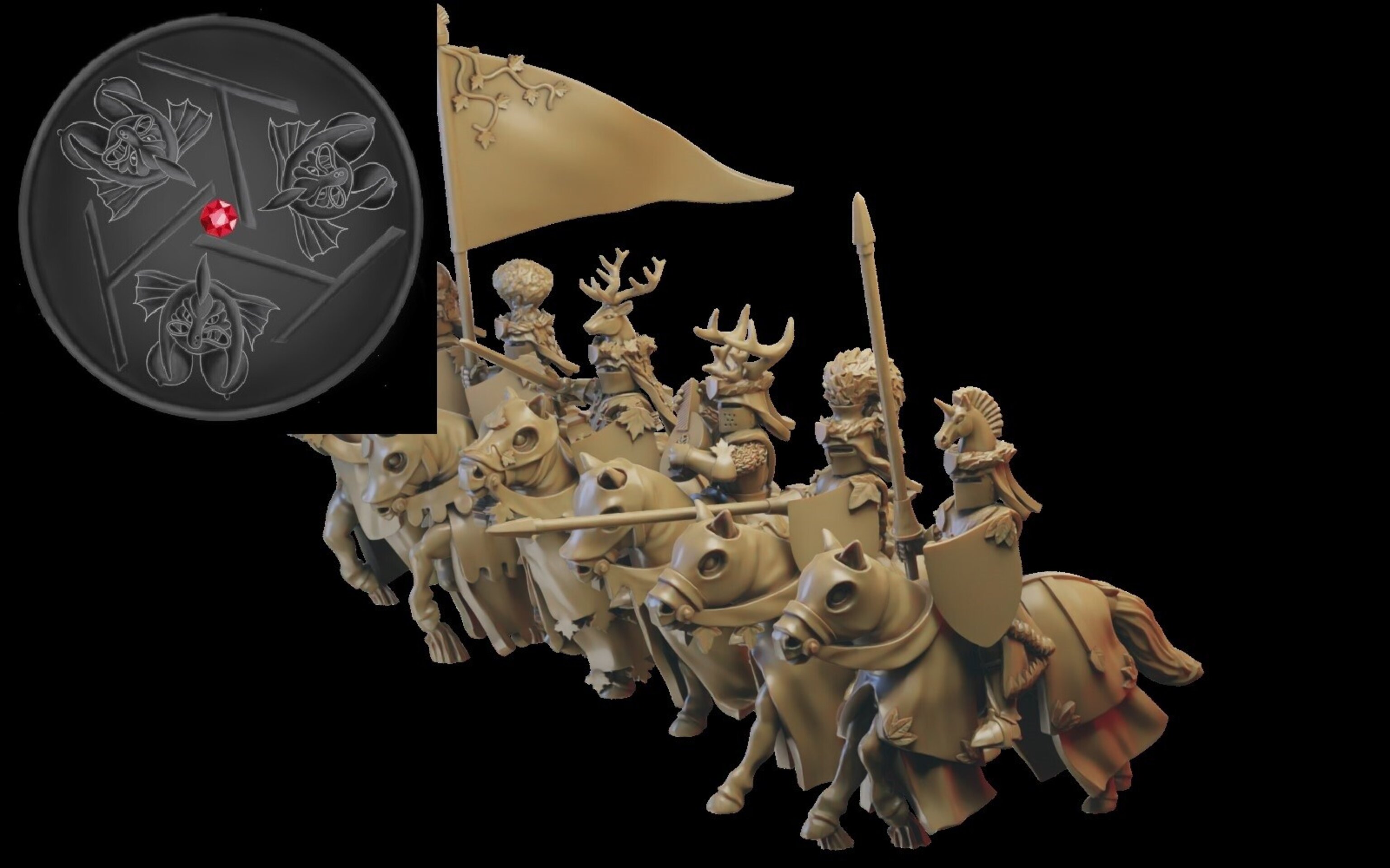 Forest Knights (ilhadiel) bretonnia - wargames - resin miniatures - 28 mm - 2