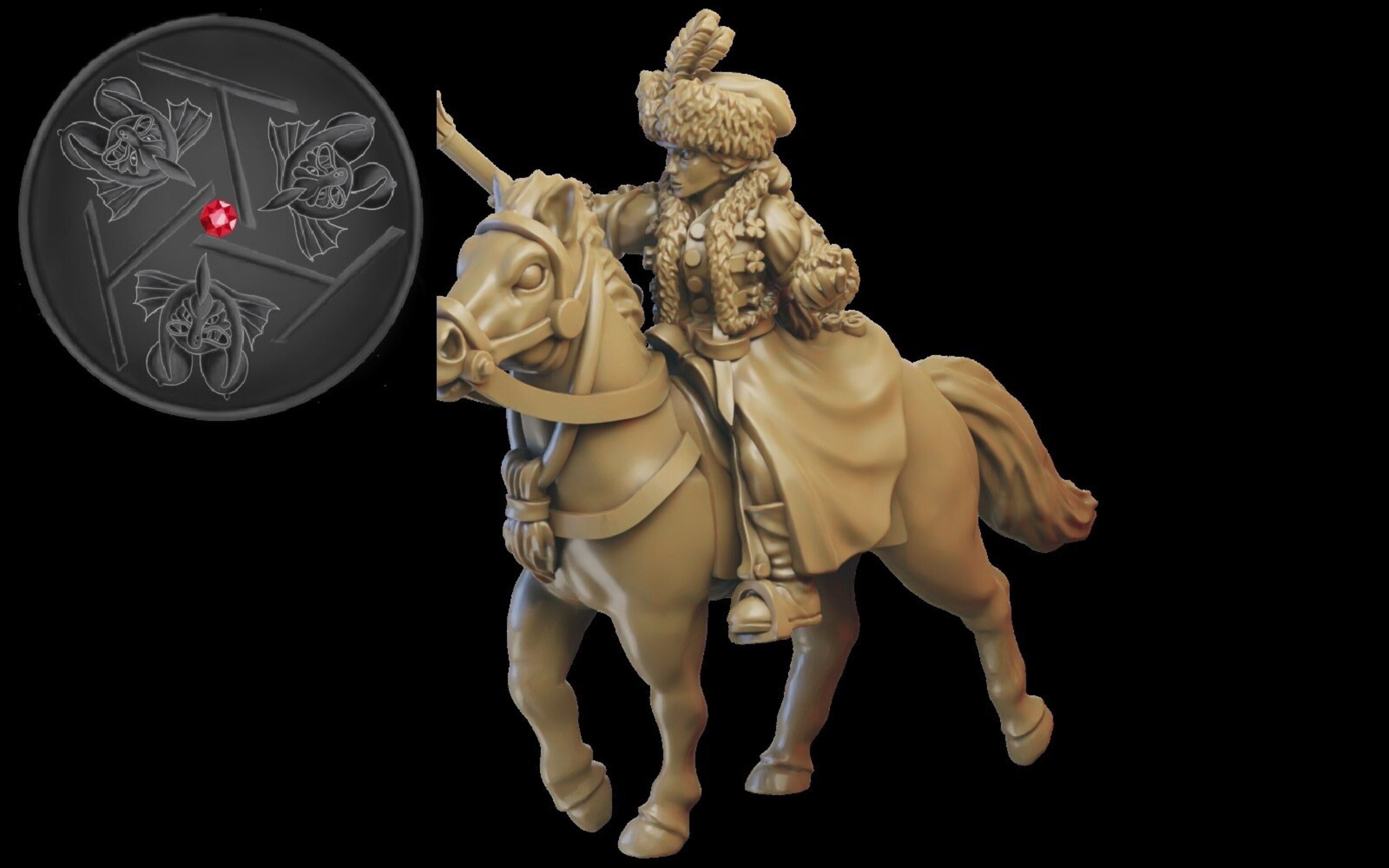 Ice Witch on horse (ilhadiel) kislev - wargames - resin miniatures - 28 mm - 1