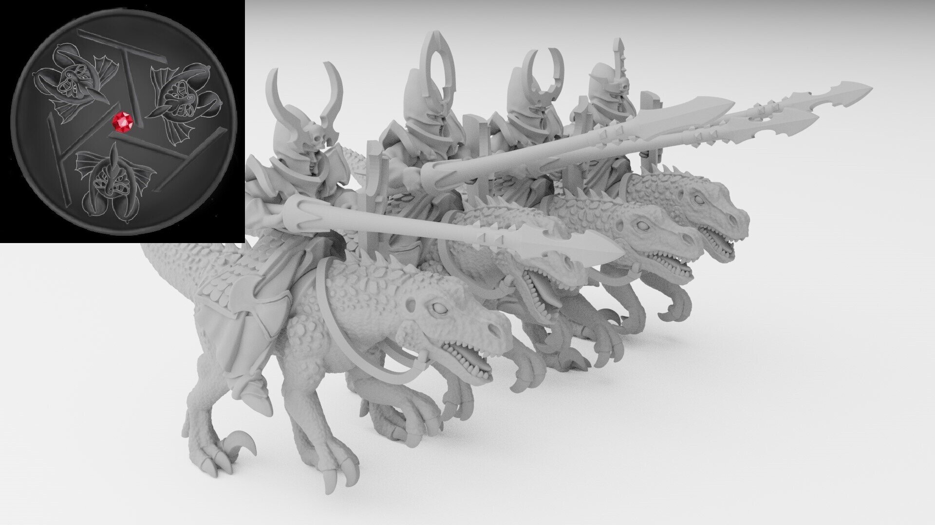 Cold One Knights (ilhadiel) dark elves - wargames - resin miniatures - 28 mm - 2