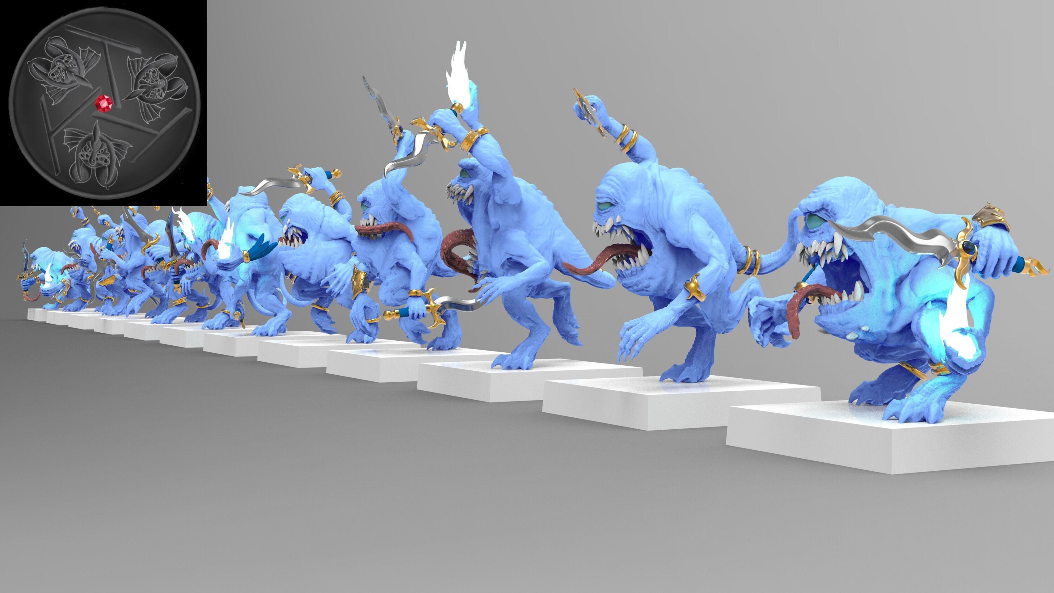 Blue Horrors (emang) chaos daemons - wargames - resin miniatures - 28 mm - 4