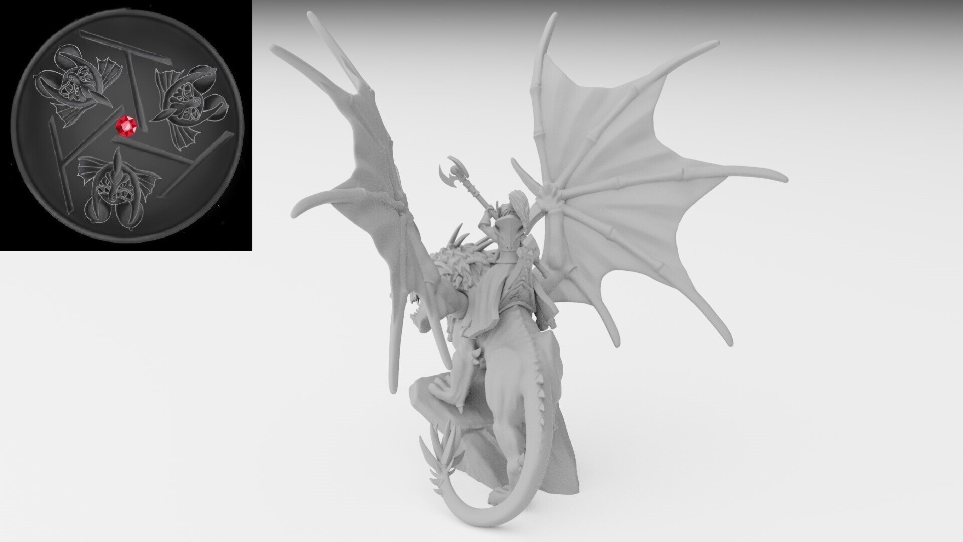 Sorceress on manticore (ilhadiel) dark elves - resin miniatures - 28 mm - 2