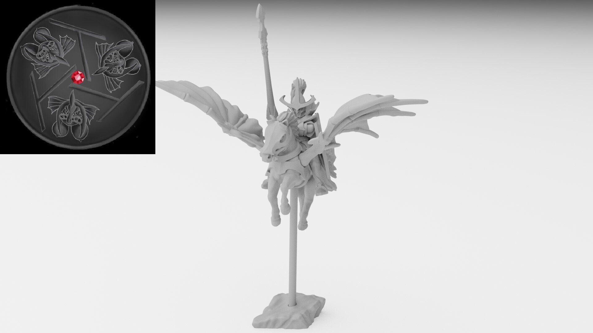 Hero on pegasus (ilhadiel) dark elves - wargames - resin miniatures - 28 mm - 1