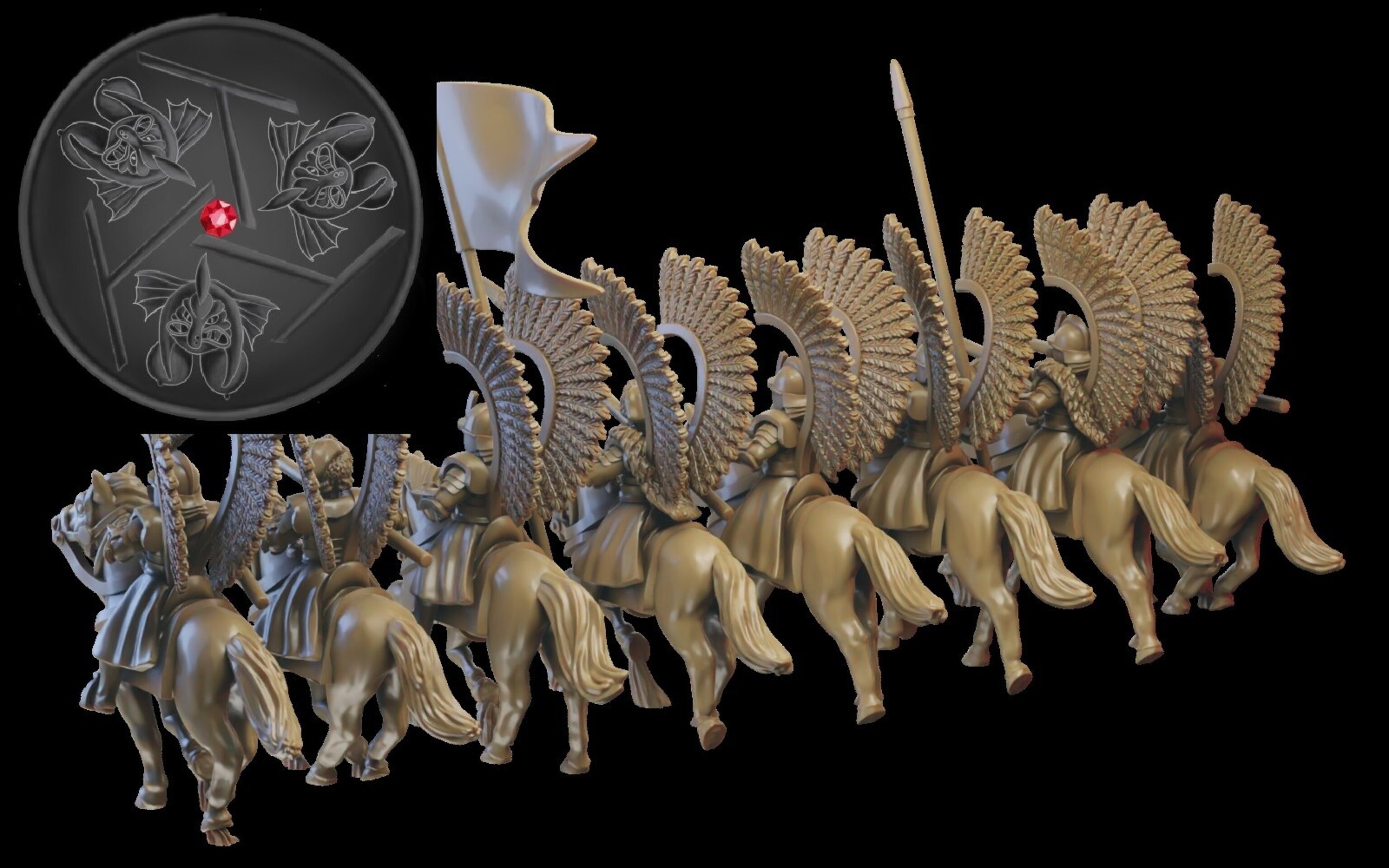 Winged Lancers (ilhadiel) kislev - wargames - resin miniatures - 28 mm - 2