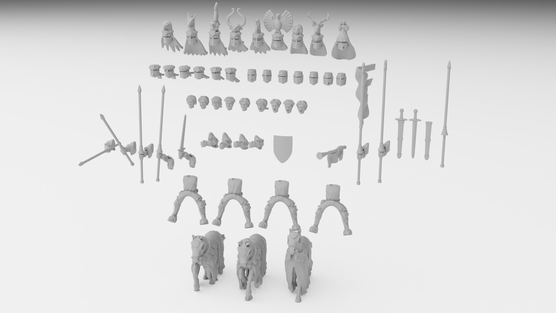 Knights (ilhadiel) bretonnia - wargames - resin miniatures - 28 mm - 3