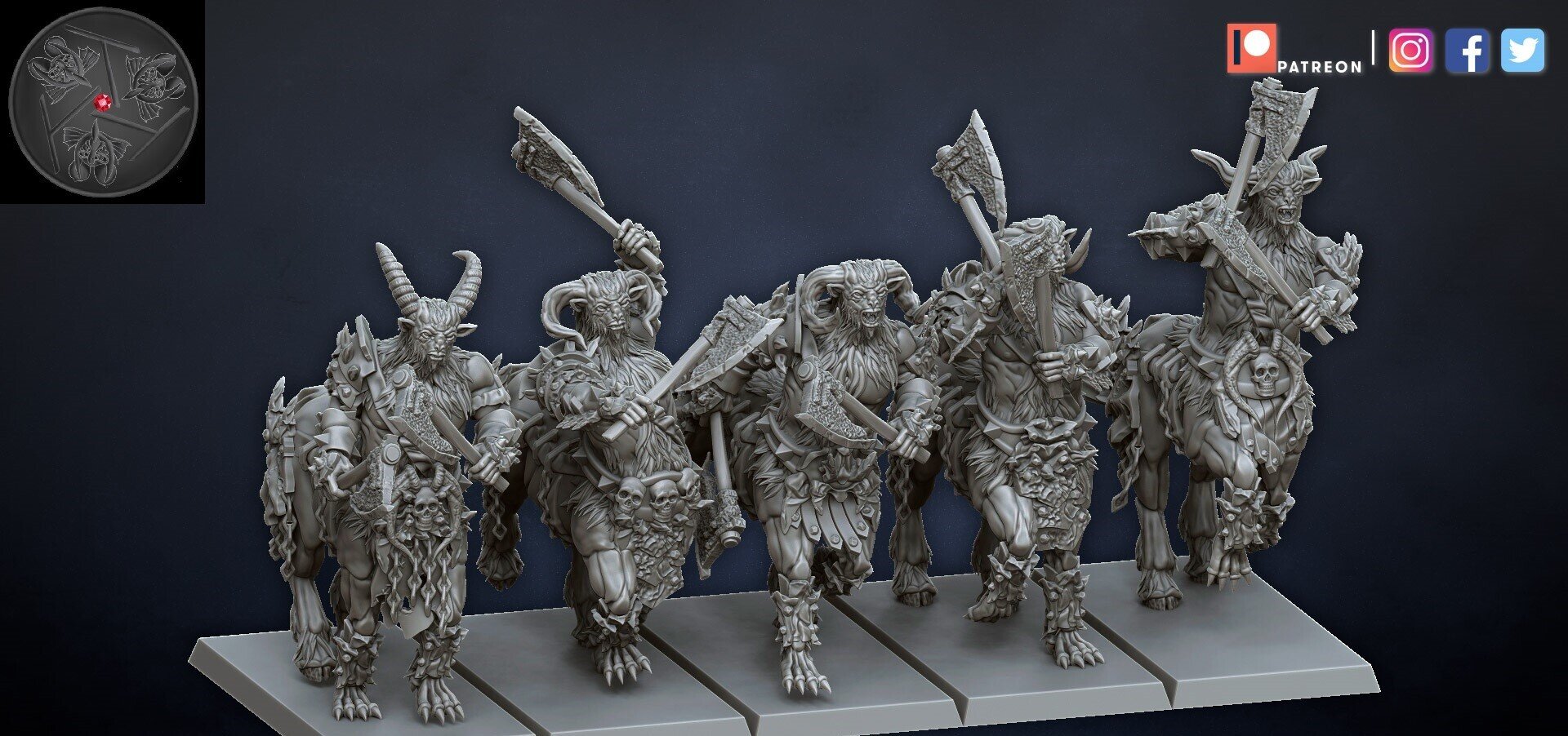 Centigors (dragons lake) beastmen - wargames - resin miniatures - 28 mm - 6
