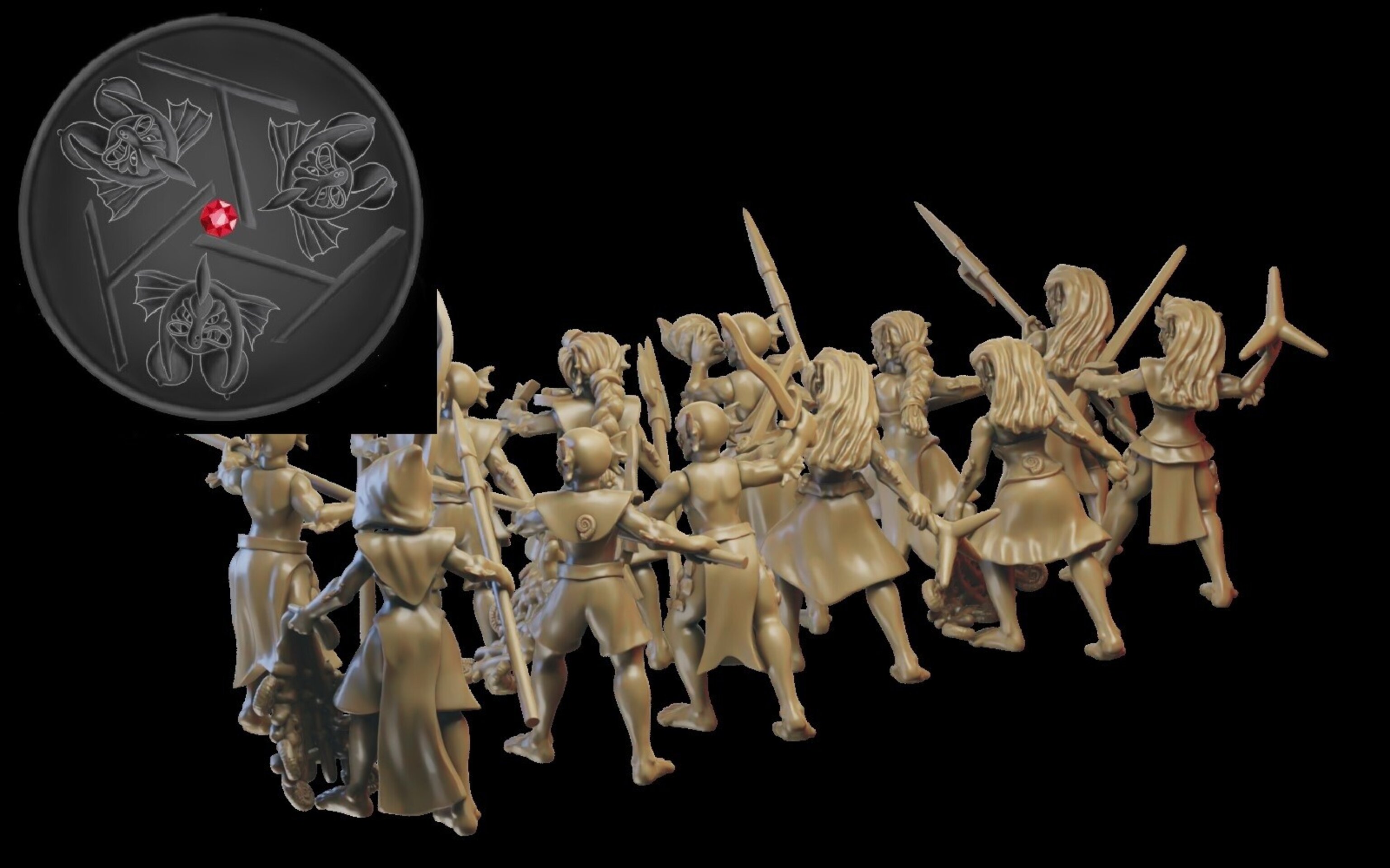 Naiad warriors (ilhadiel) naiads - wargames - resin miniatures - 28 mm - 4