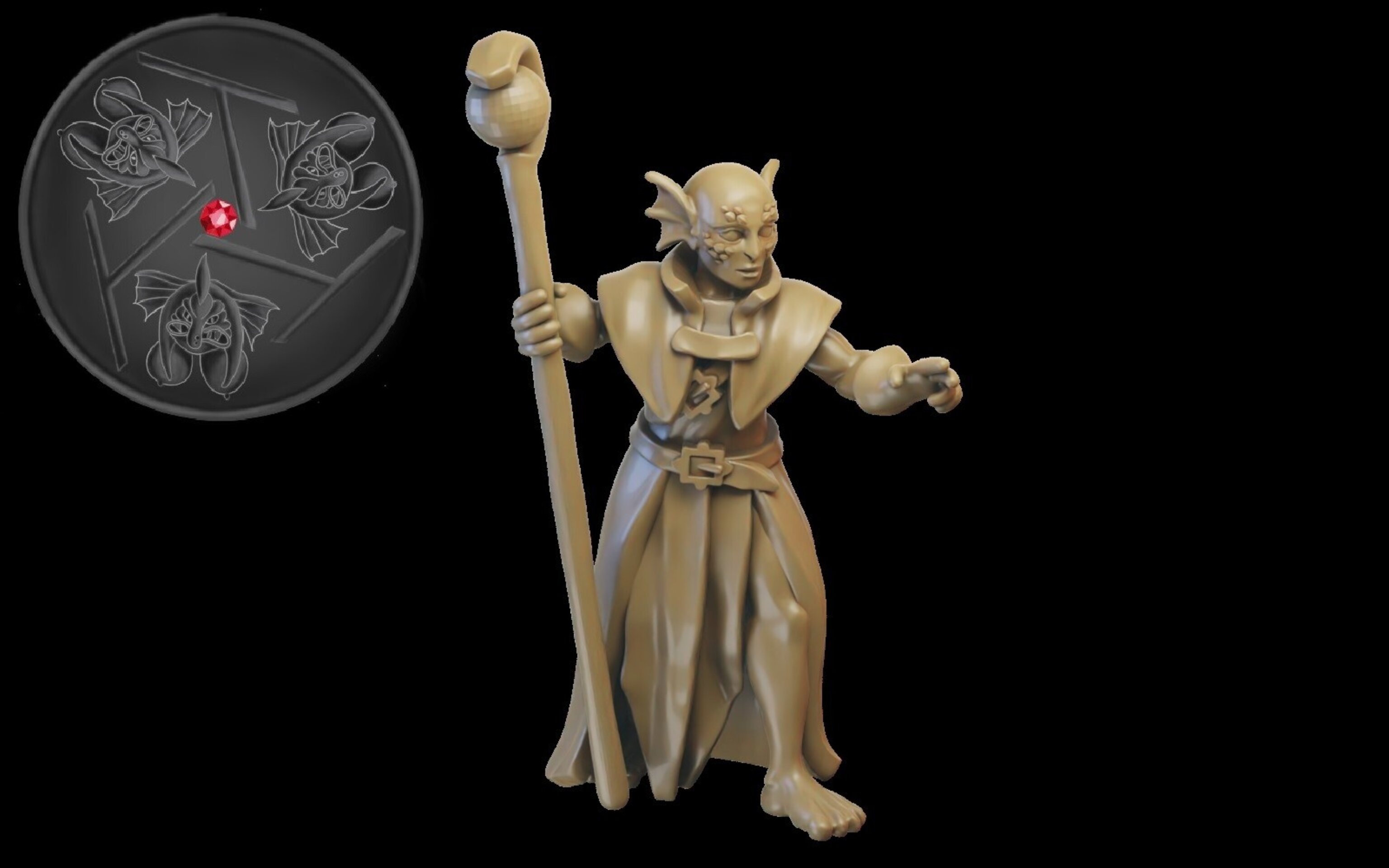 Sorcerer on foot (ilhadiel) naiads - wargames - resin miniatures - 28 mm - 3