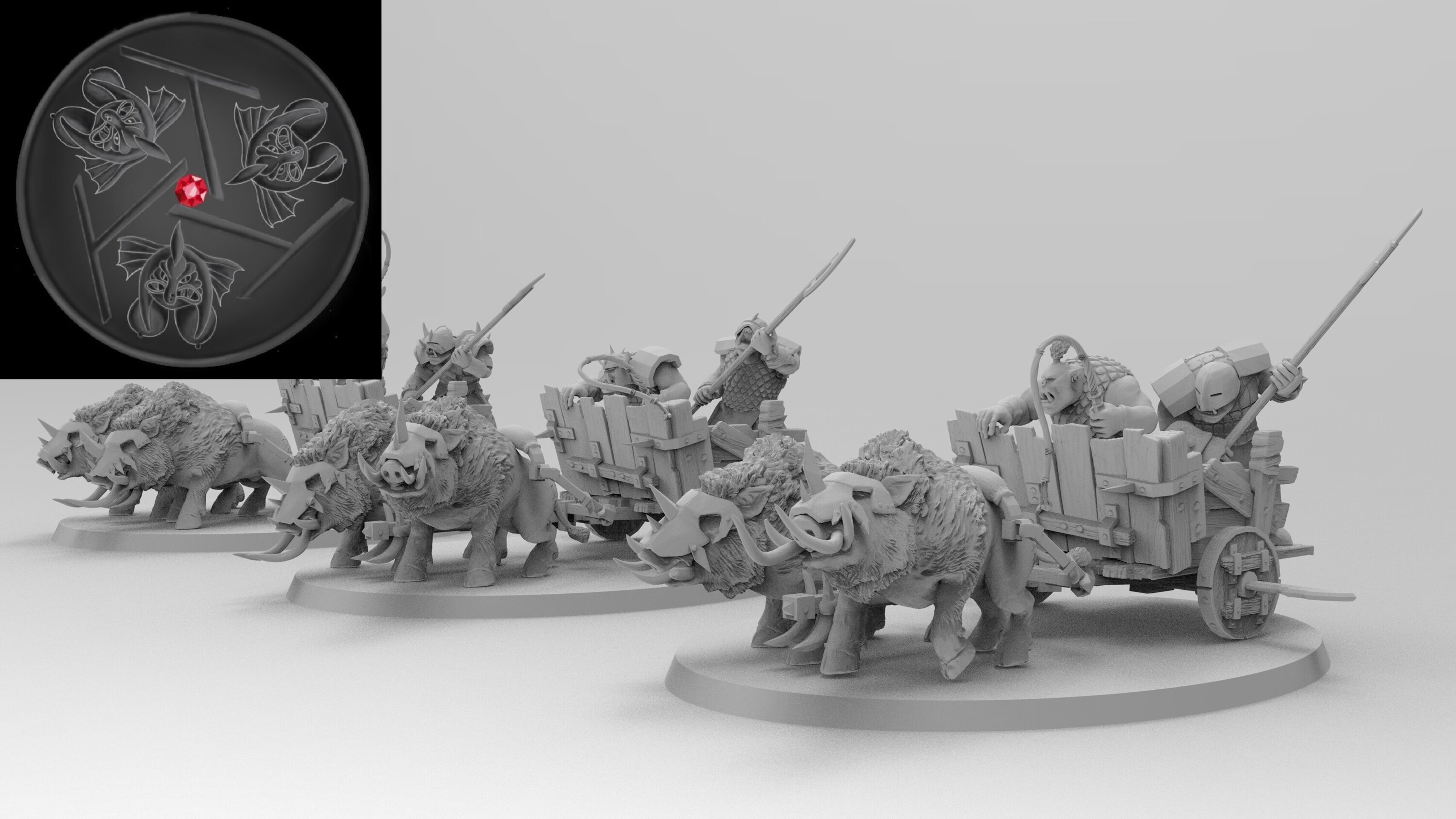 Orc Boar Chariot (emang) orcs & goblins - wargames - resin miniatures - 28 mm - 2
