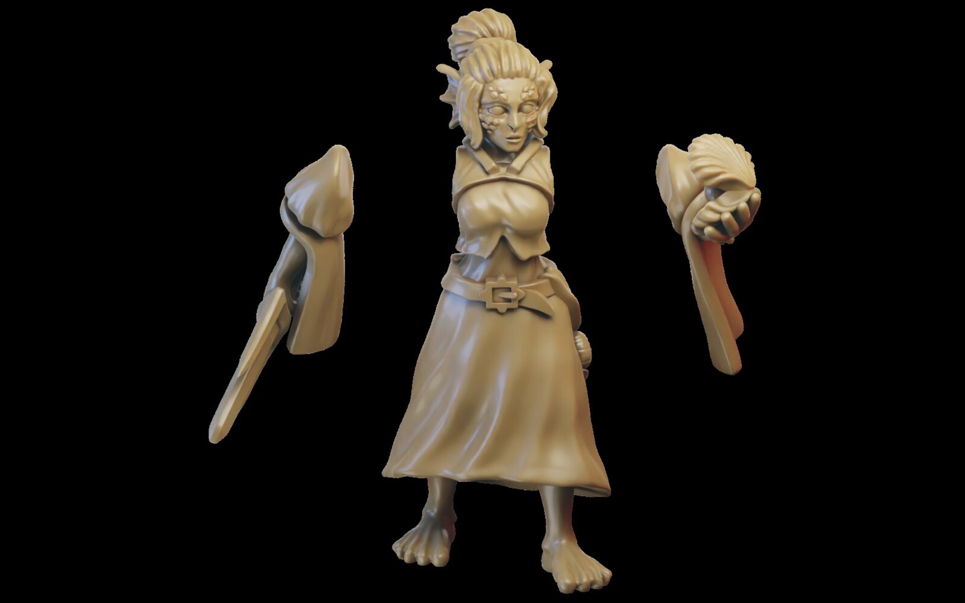 Sorcerer on foot (ilhadiel) naiads - wargames - resin miniatures - 28 mm - 6