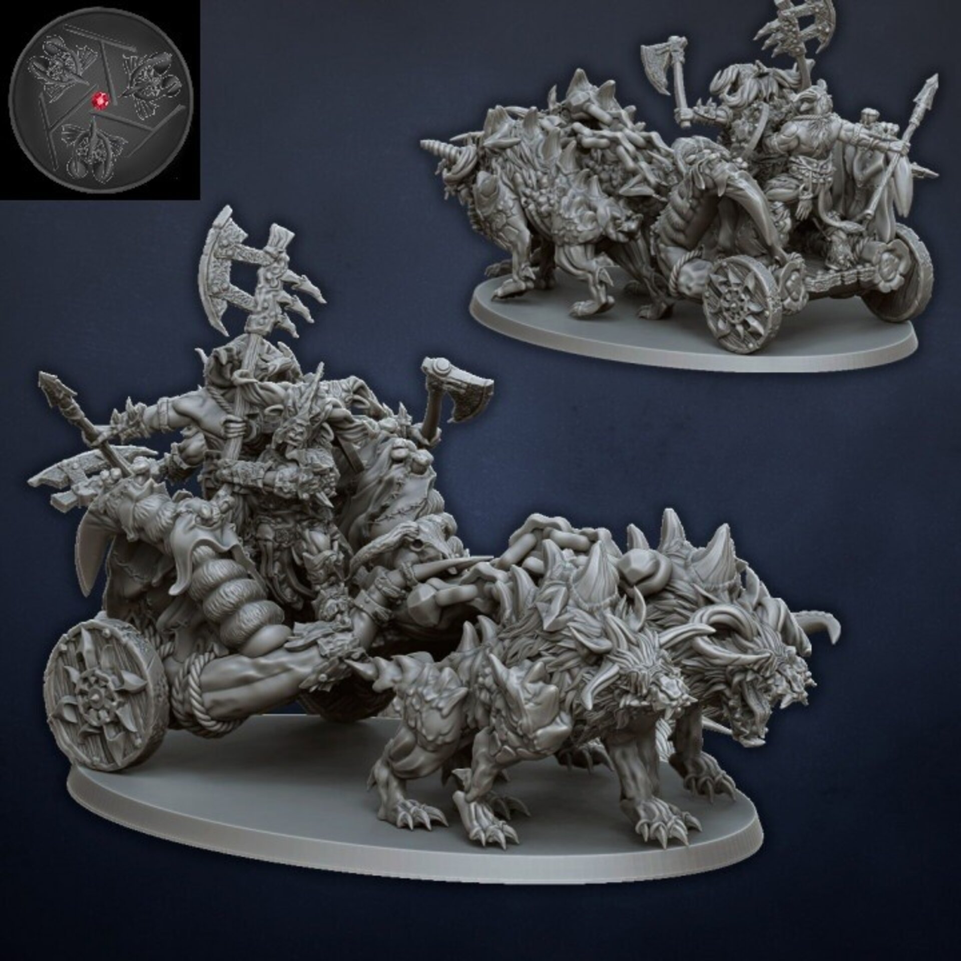 Tuskgors Chariot (dragons lake) beastmen - wargames - resin miniatures - 28 mm - 3