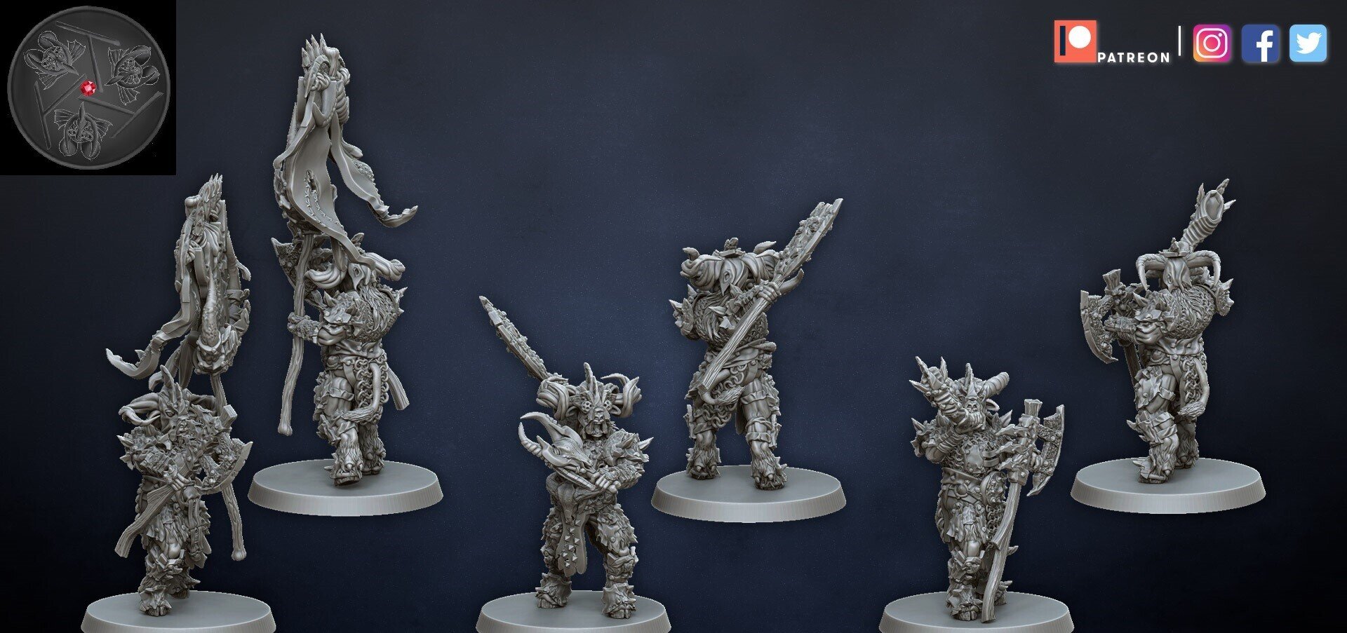 Bestigors (dragons lake) beastmen - wargames - resin miniatures - 28 mm - 5