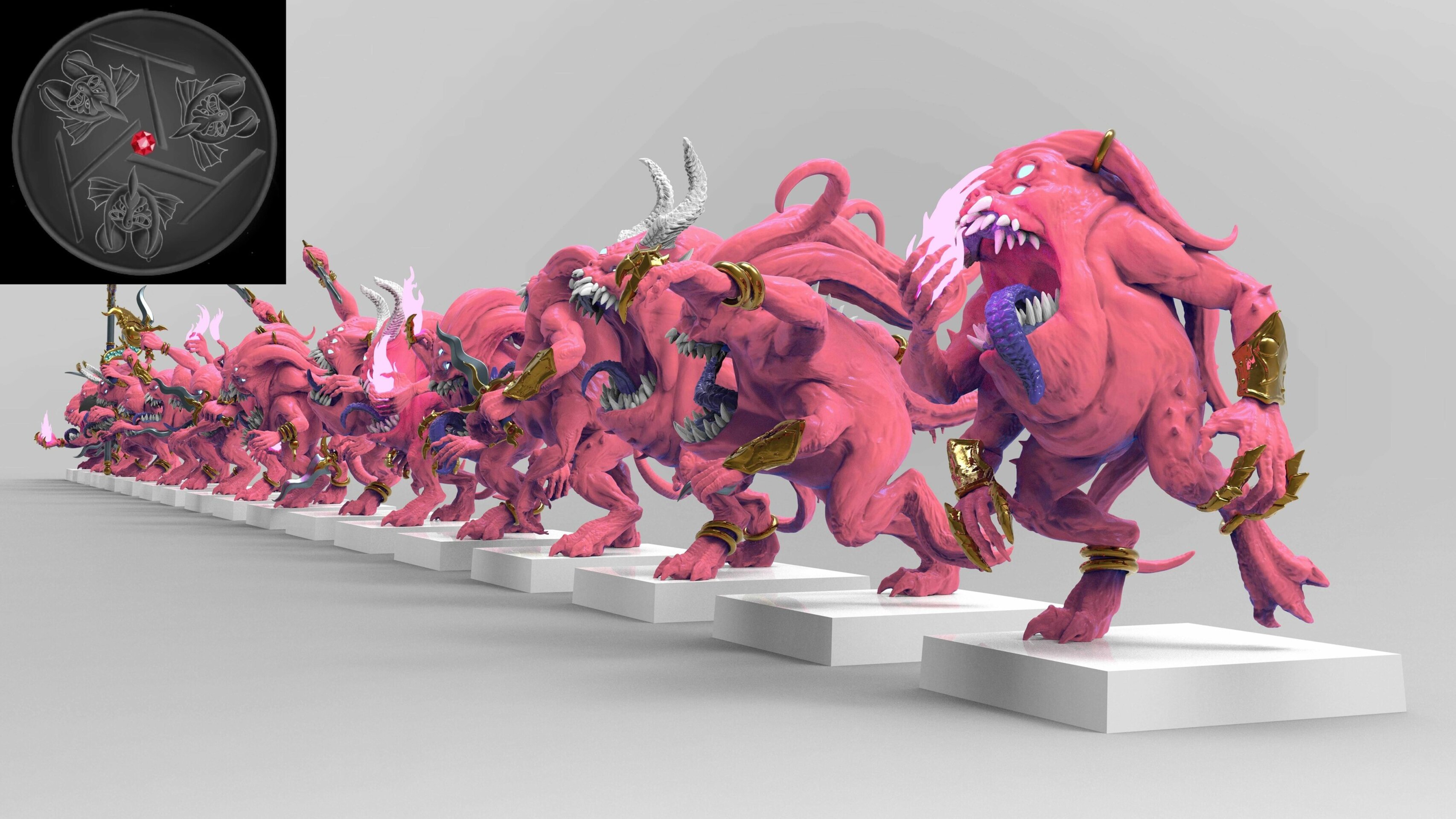 Pink Horrors (emang) chaos daemons - wargames - resin miniatures - 28 mm - 2