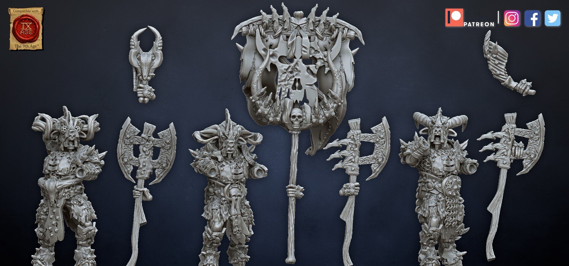 Bestigors (dragons lake) beastmen - wargames - resin miniatures - 28 mm - 8