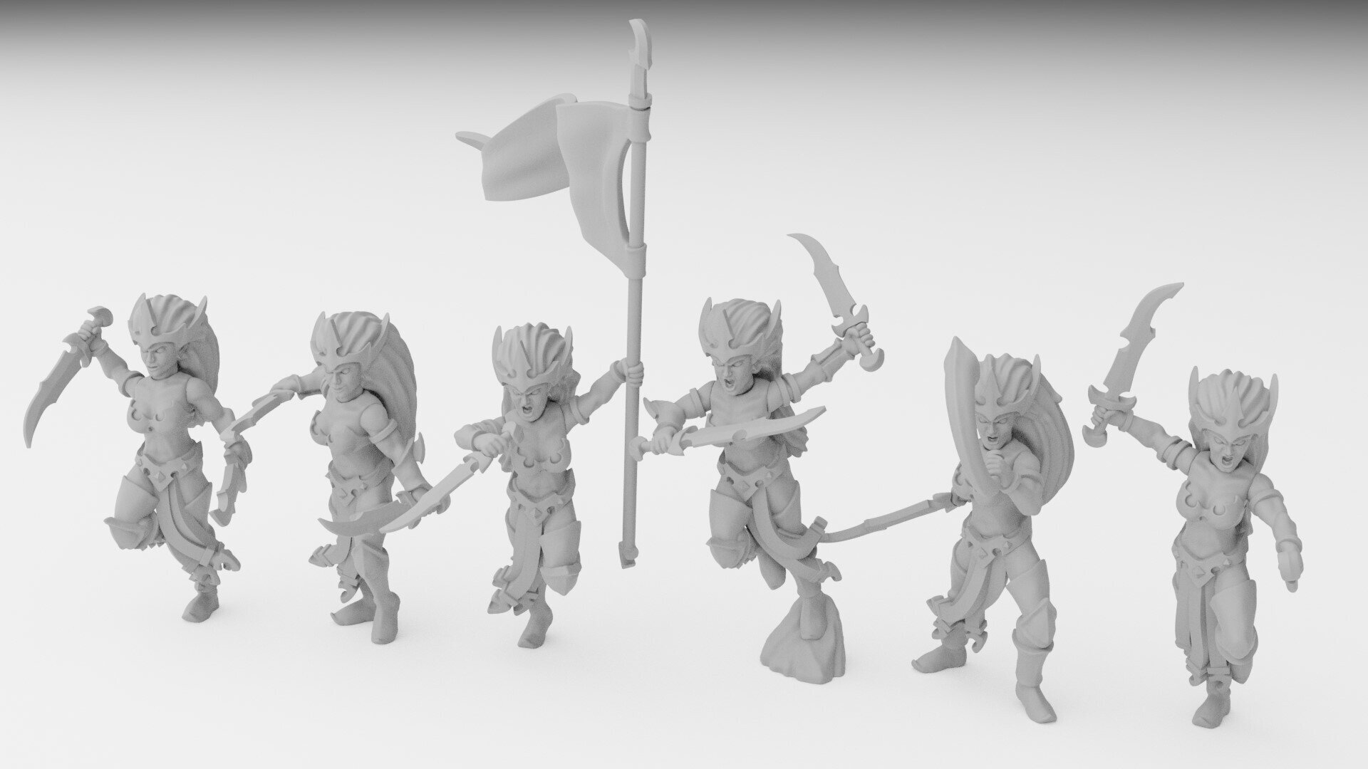 Witch Elves (ilhadiel) dark elves - wargames - resin miniatures - 28 mm - 3