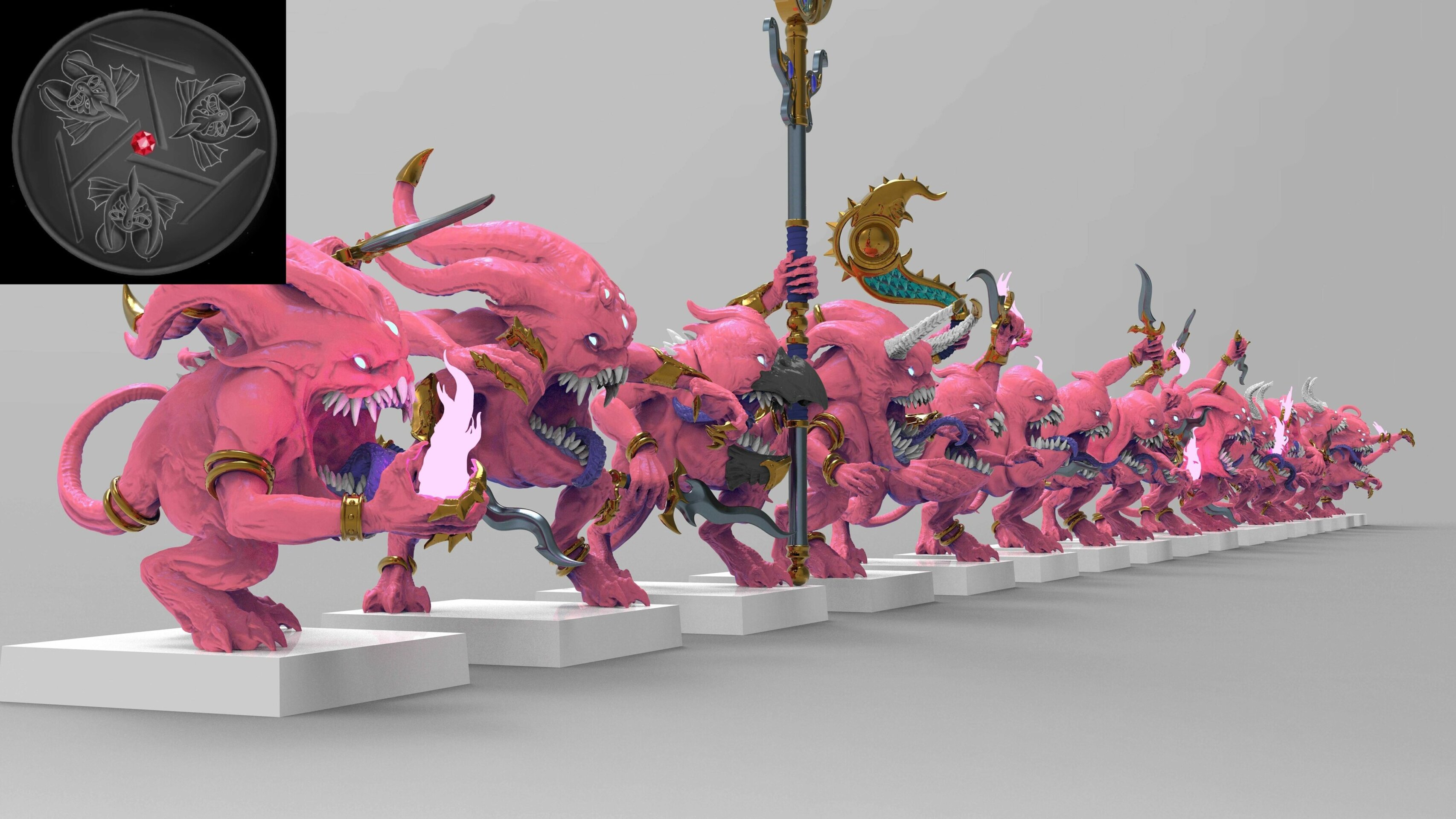 Pink Horrors (emang) chaos daemons - wargames - resin miniatures - 28 mm - 1