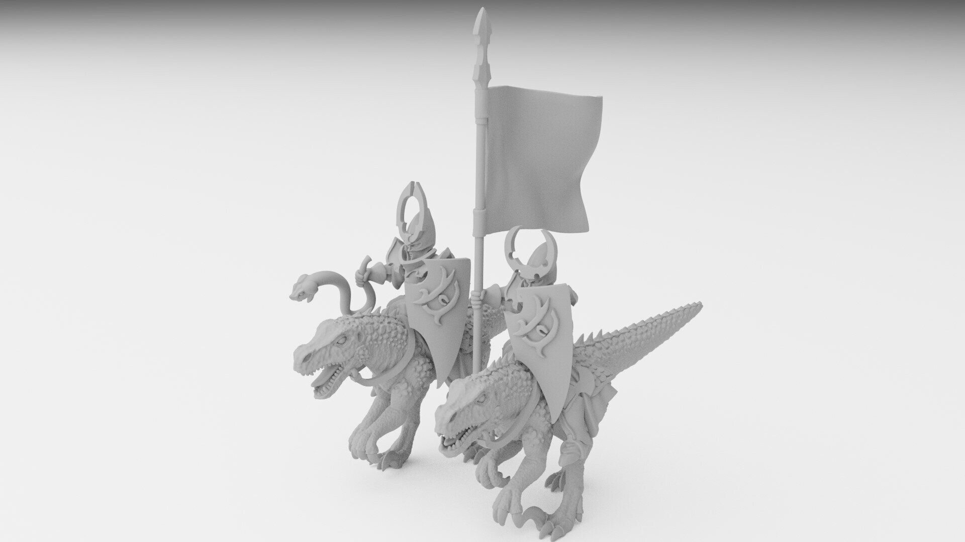 Cold One Knights (ilhadiel) dark elves - wargames - resin miniatures - 28 mm - 4