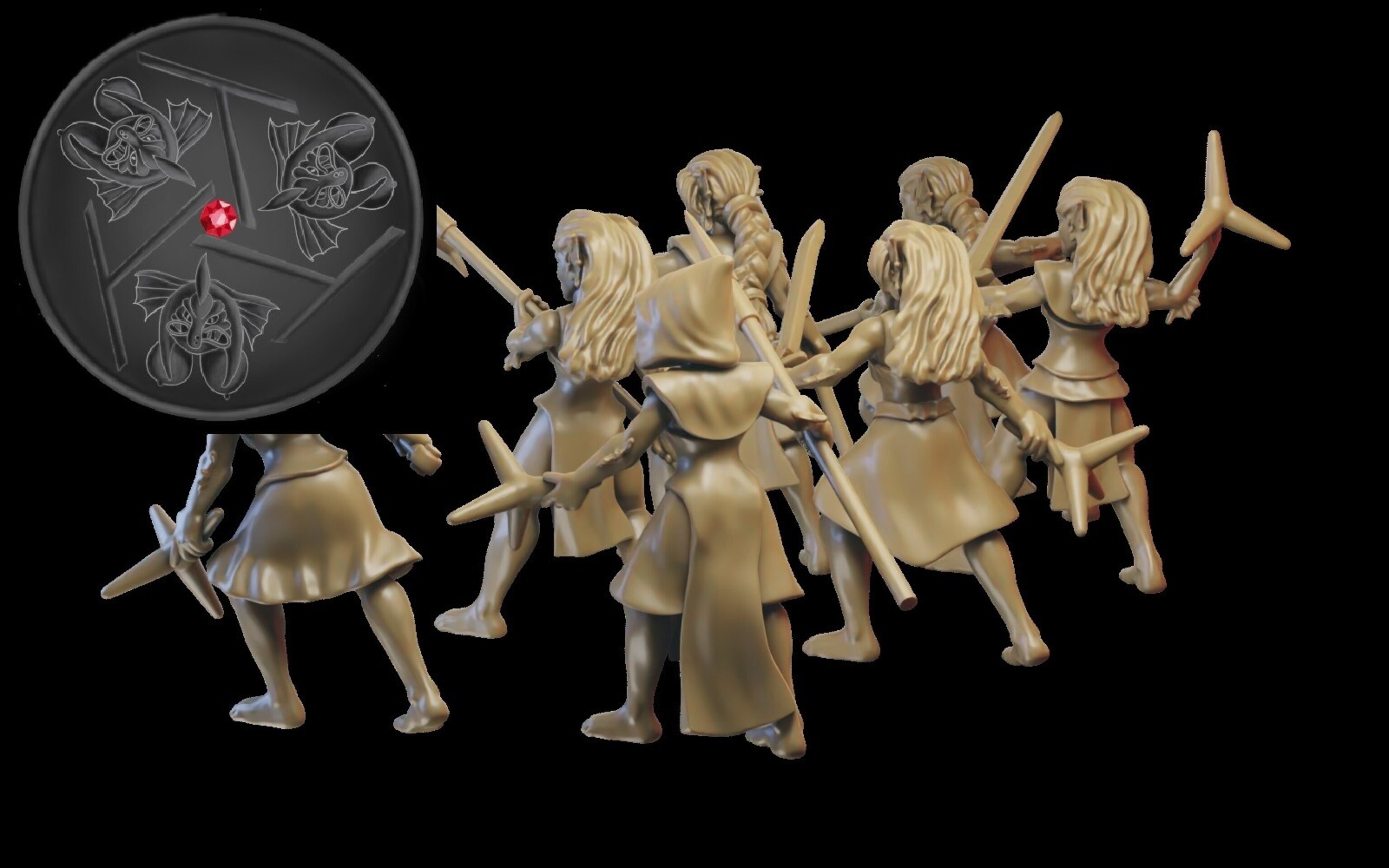Naiad warriors (ilhadiel) naiads - wargames - resin miniatures - 28 mm - 2