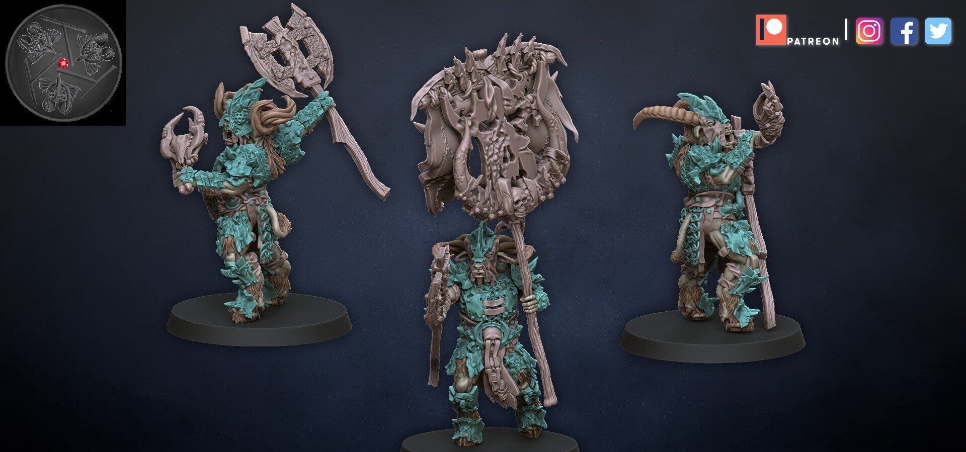 Bestigors (dragons lake) beastmen - wargames - resin miniatures - 28 mm - 3