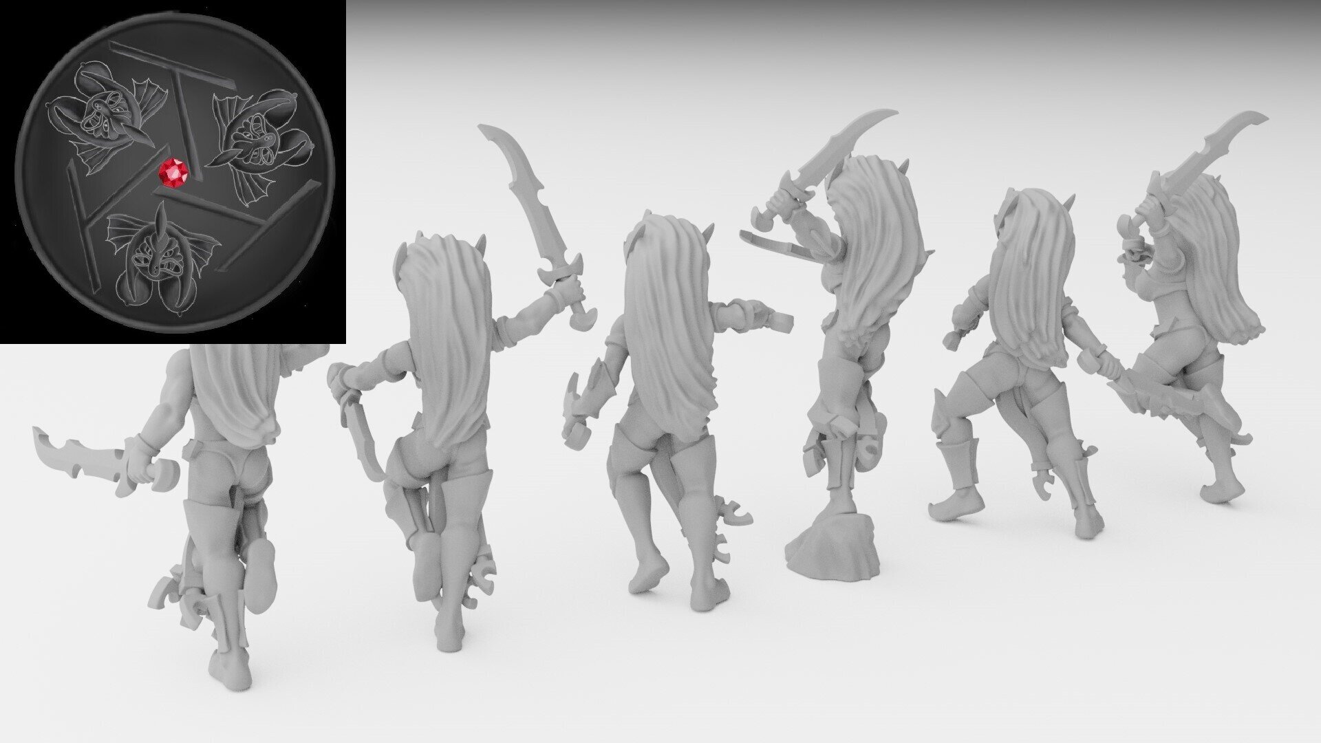 Witch Elves (ilhadiel) dark elves - wargames - resin miniatures - 28 mm - 2