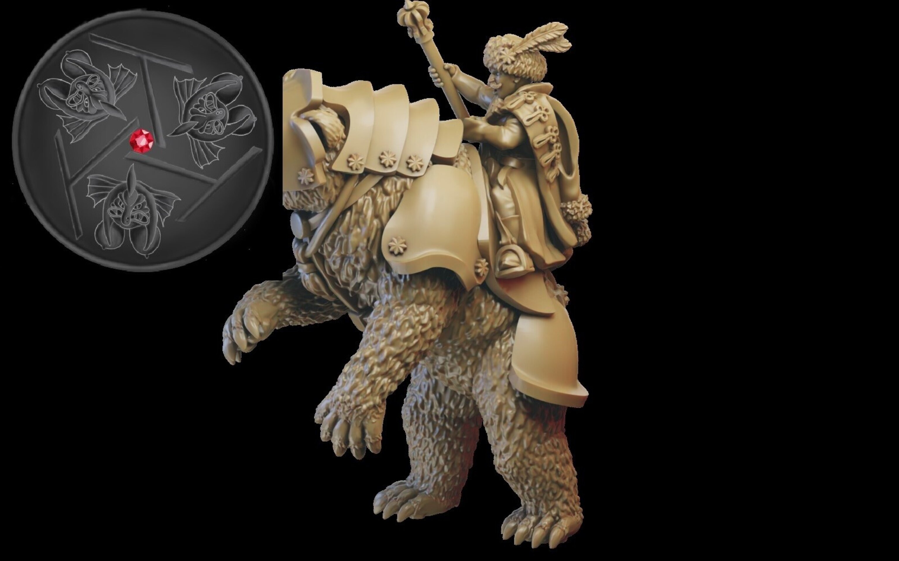 Boyar on bear (ilhadiel) kislev - wargames - resin miniatures - 28 mm - 2