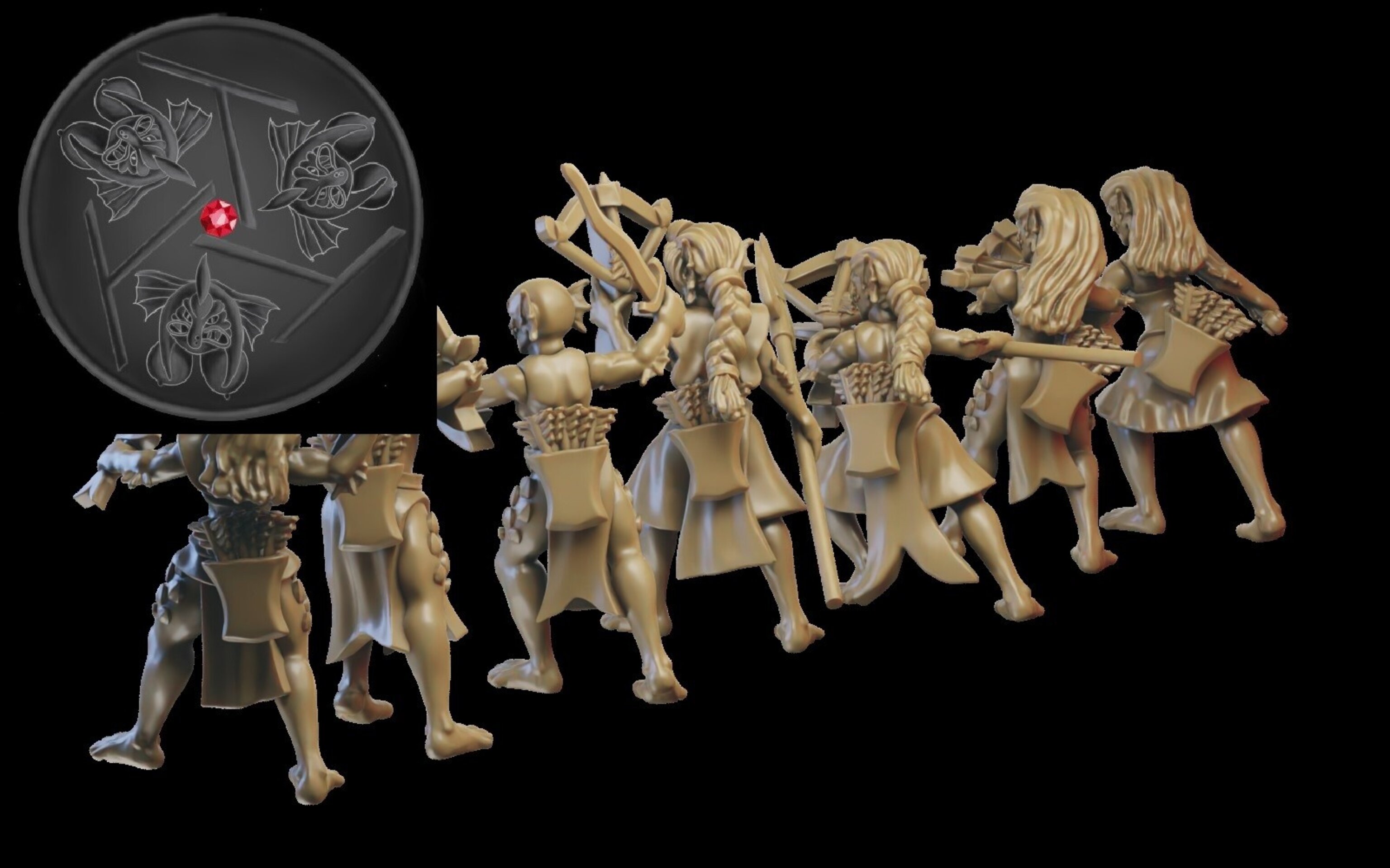 Naiad archers (ilhadiel) naiads - wargames - resin miniatures - 28 mm - 2