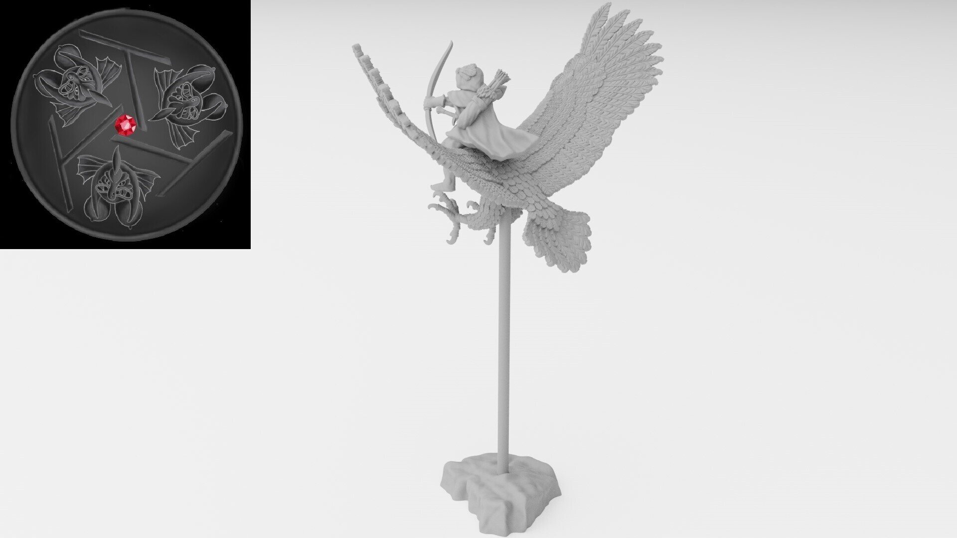 Hero on eagle (ilhadiel) wood elves - wargames - resin miniatures - 28 mm - 2