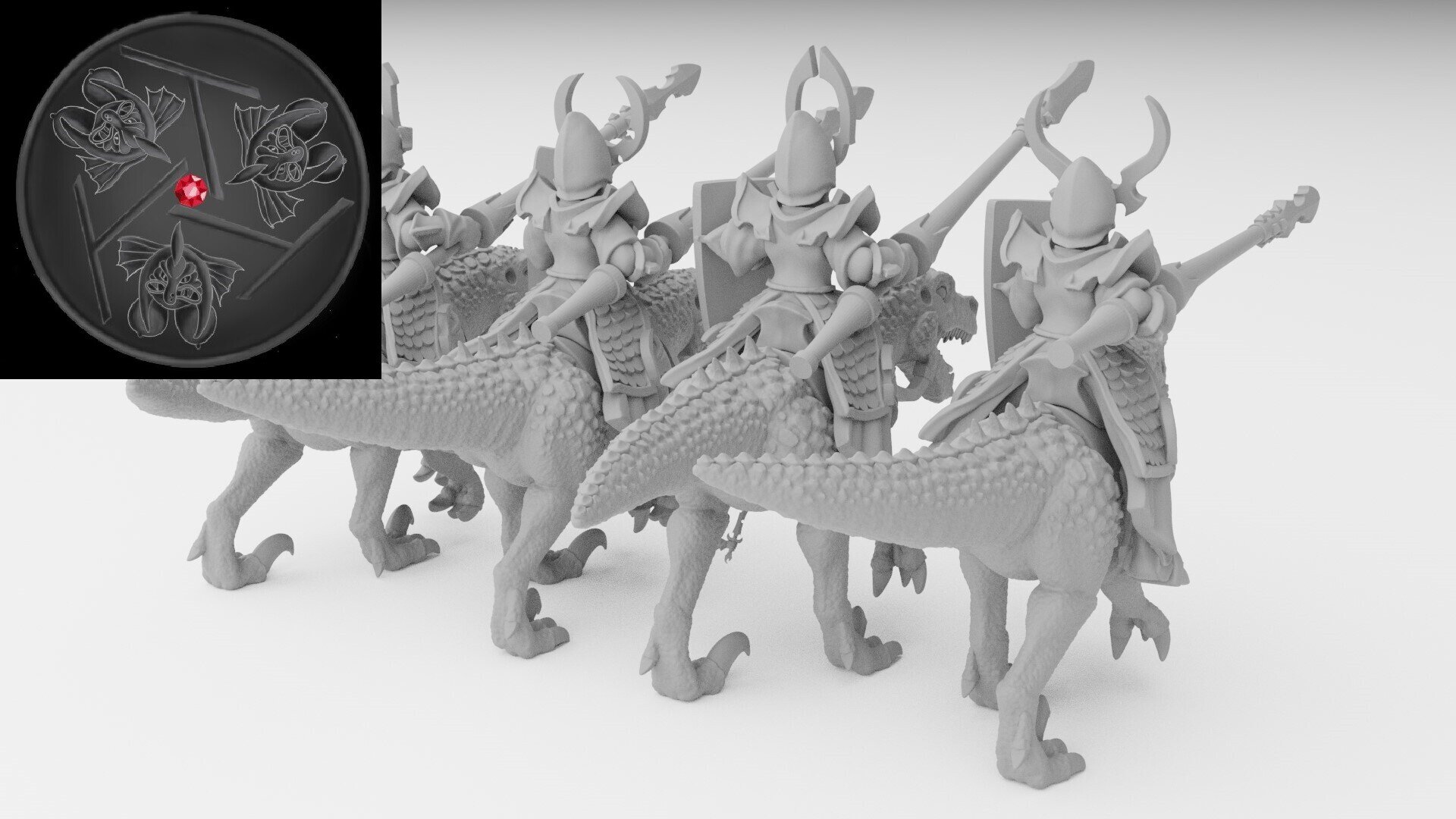 Cold One Knights (ilhadiel) dark elves - wargames - resin miniatures - 28 mm - 3