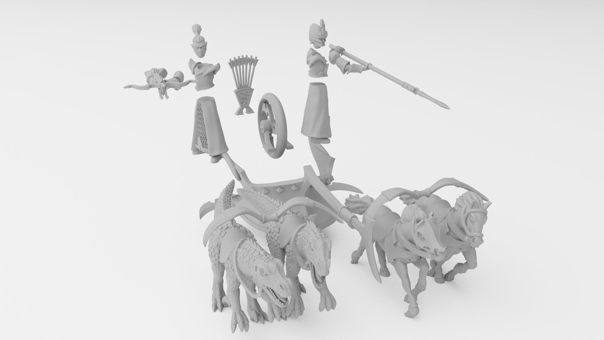 Cold One Chariots / Scourgerunner Chariots (ilhadiel) dark elves - resin - 28 mm - 4