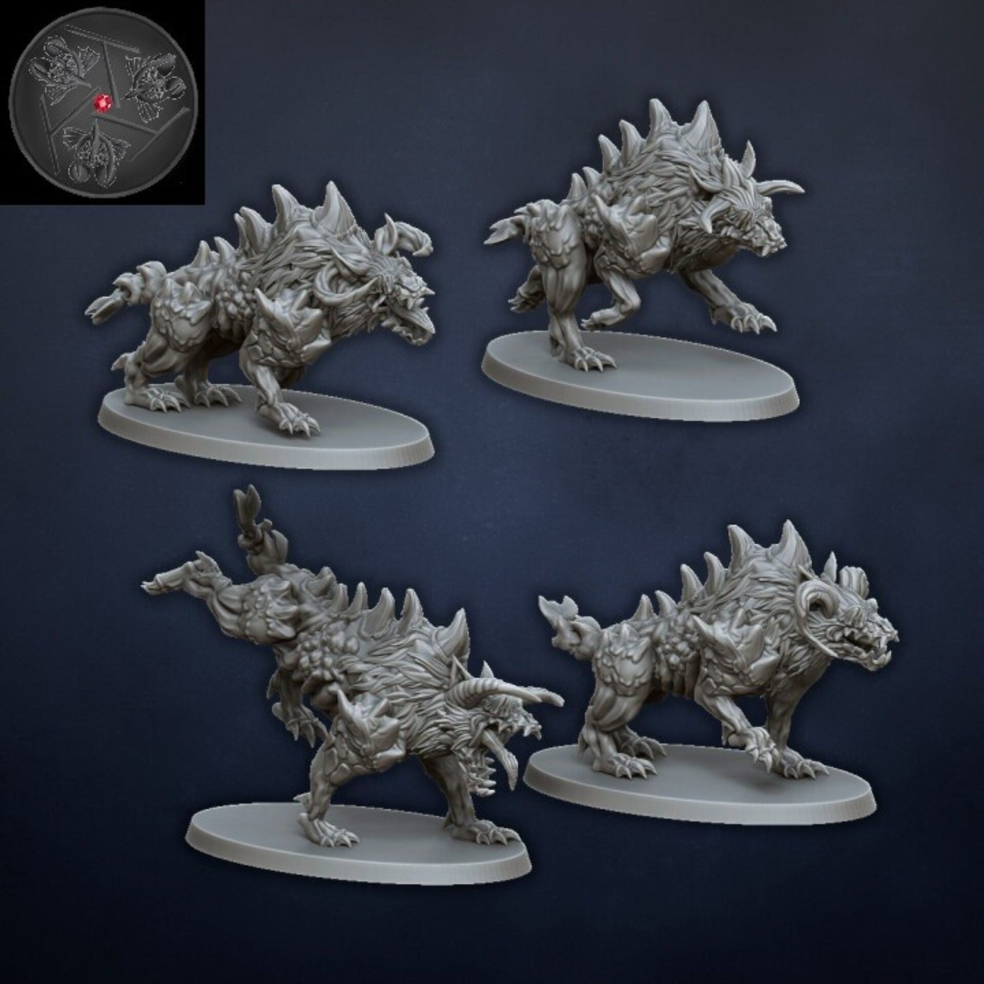 Warhounds (dragons lake) beastmen - wargames - resin miniatures - 28 mm - 3