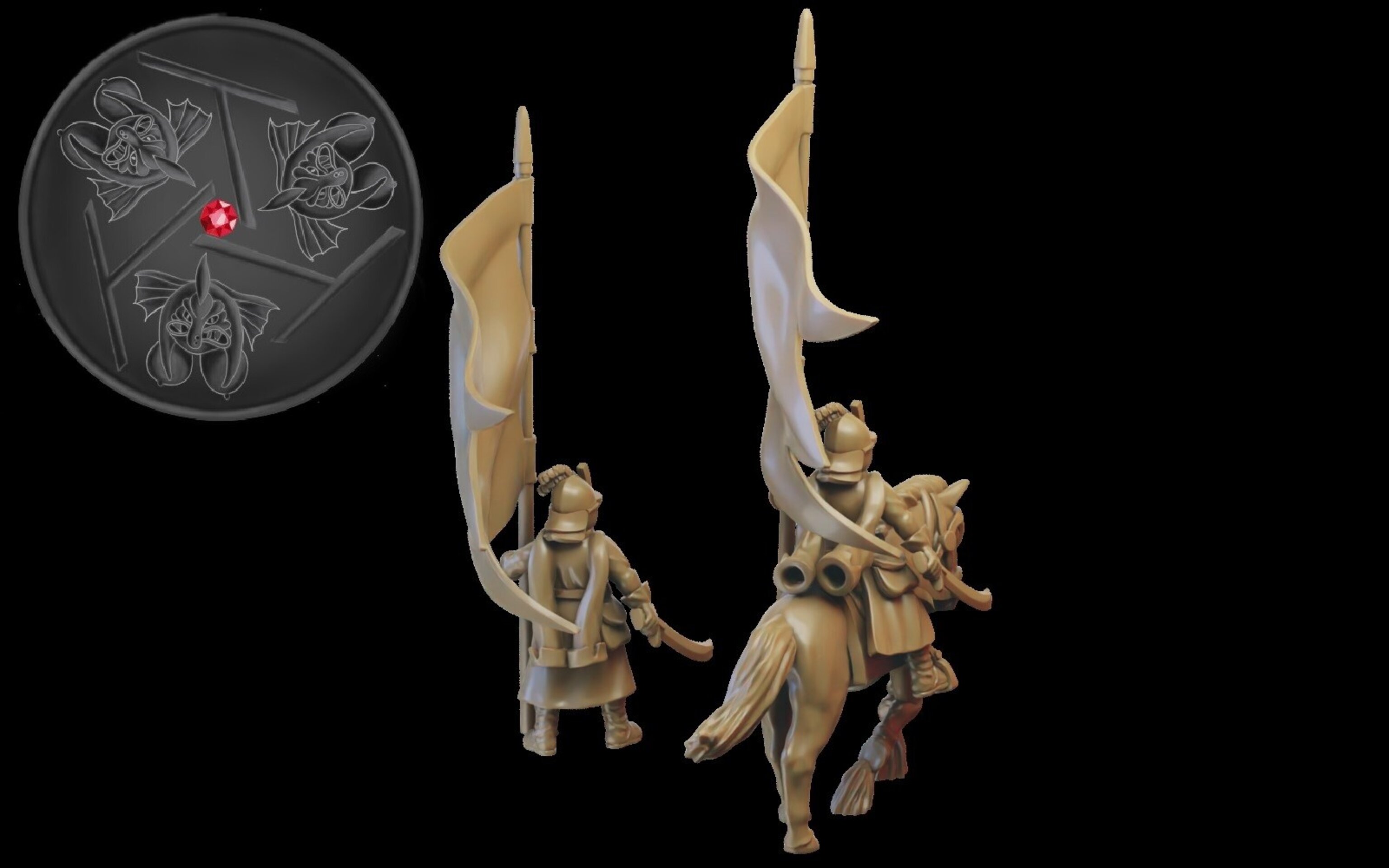 Battle Standard Bearer (ilhadiel) kislev - wargames - resin miniatures - 28 mm - 2