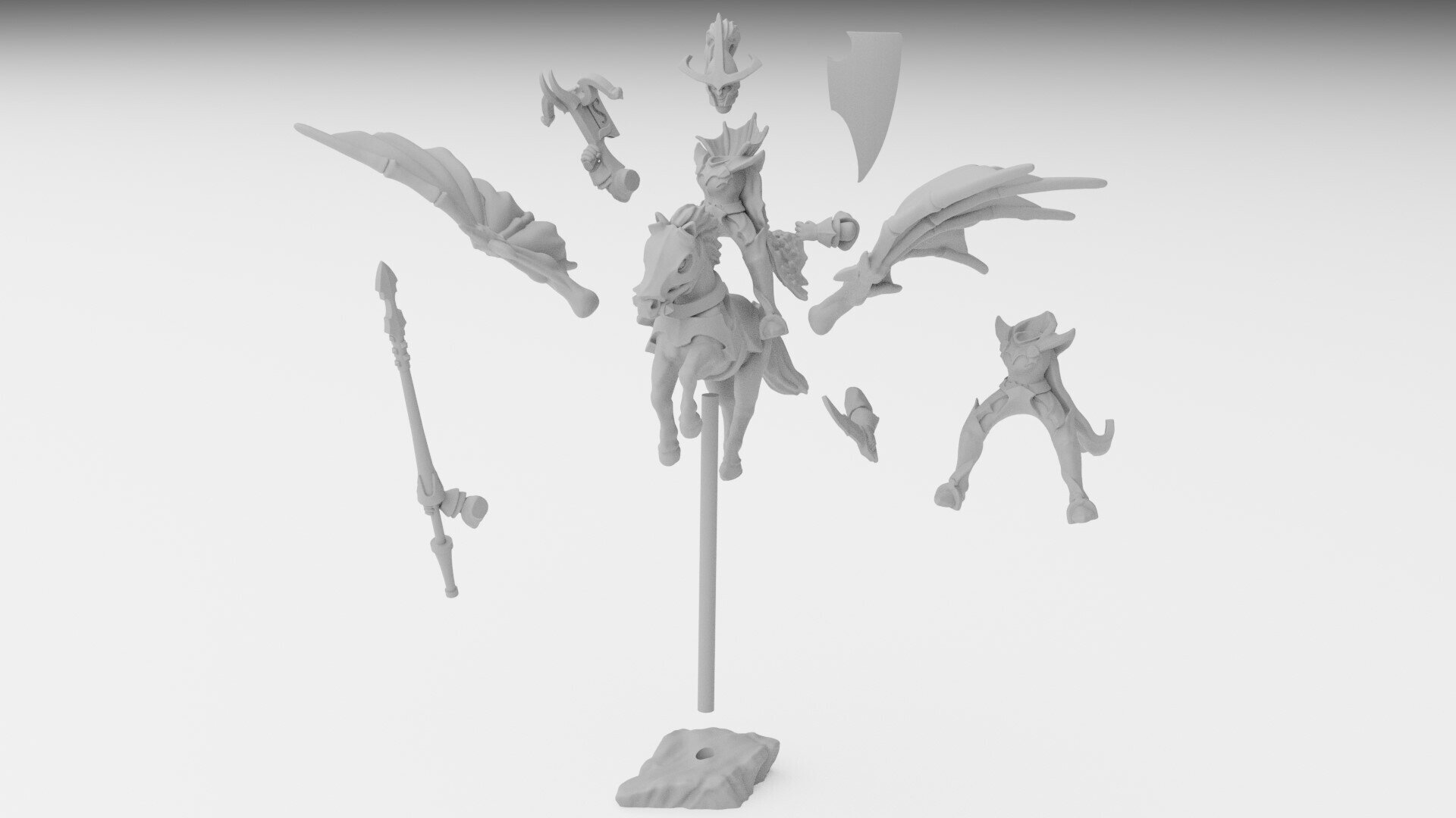 Hero on pegasus (ilhadiel) dark elves - wargames - resin miniatures - 28 mm - 2