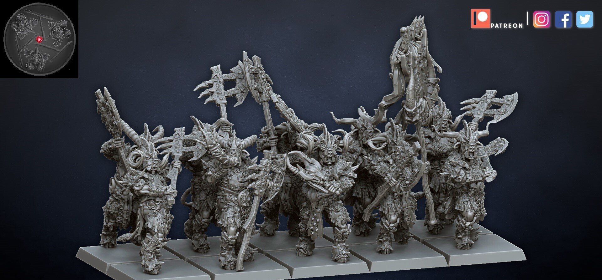Bestigors (dragons lake) beastmen - wargames - resin miniatures - 28 mm - 4